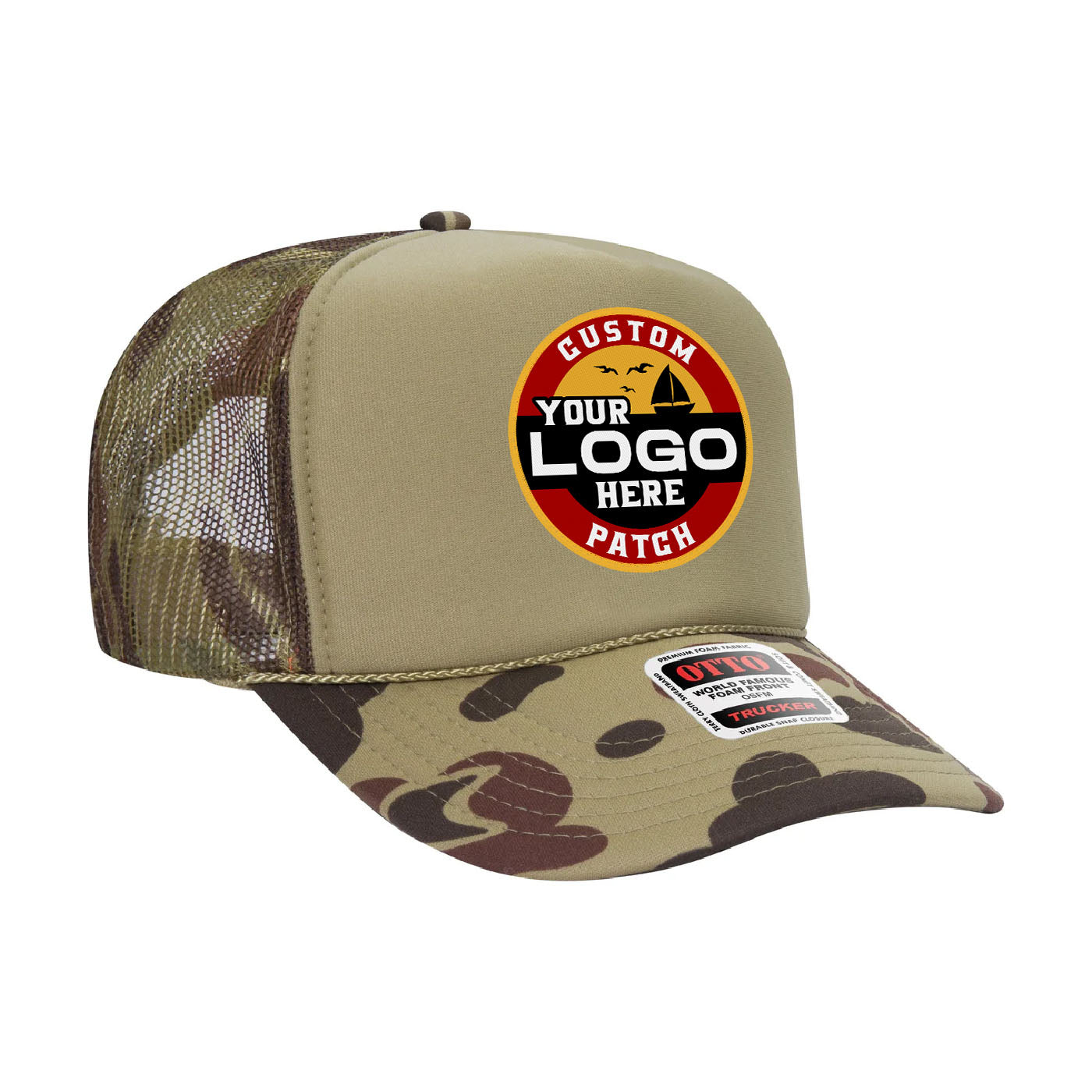 Custom Patch Otto 39-165 - 5 Panel High Crown Foam Trucker Hat Mesh Back Cap