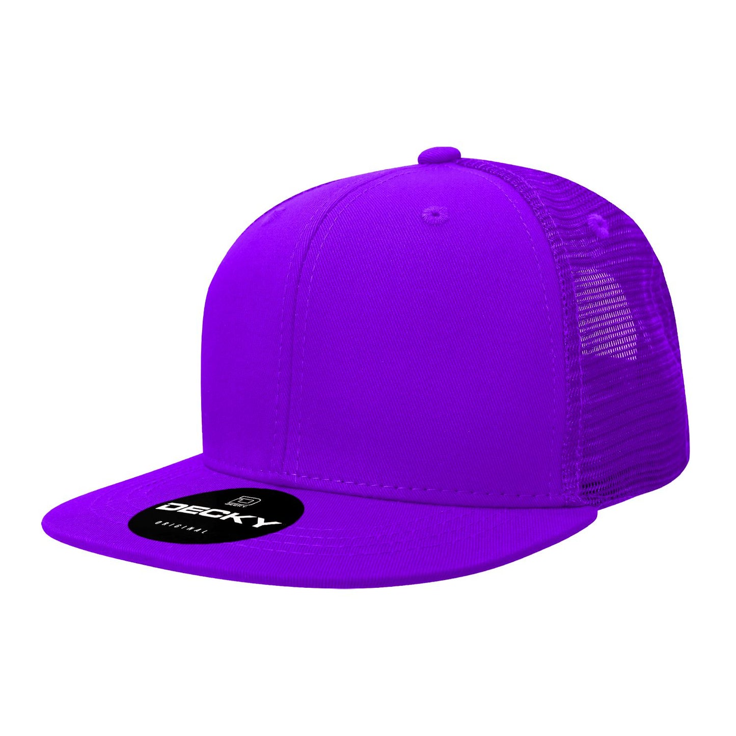 Decky 1052 6 Panel Trucker Hat Flat Bill Snapback - Blank