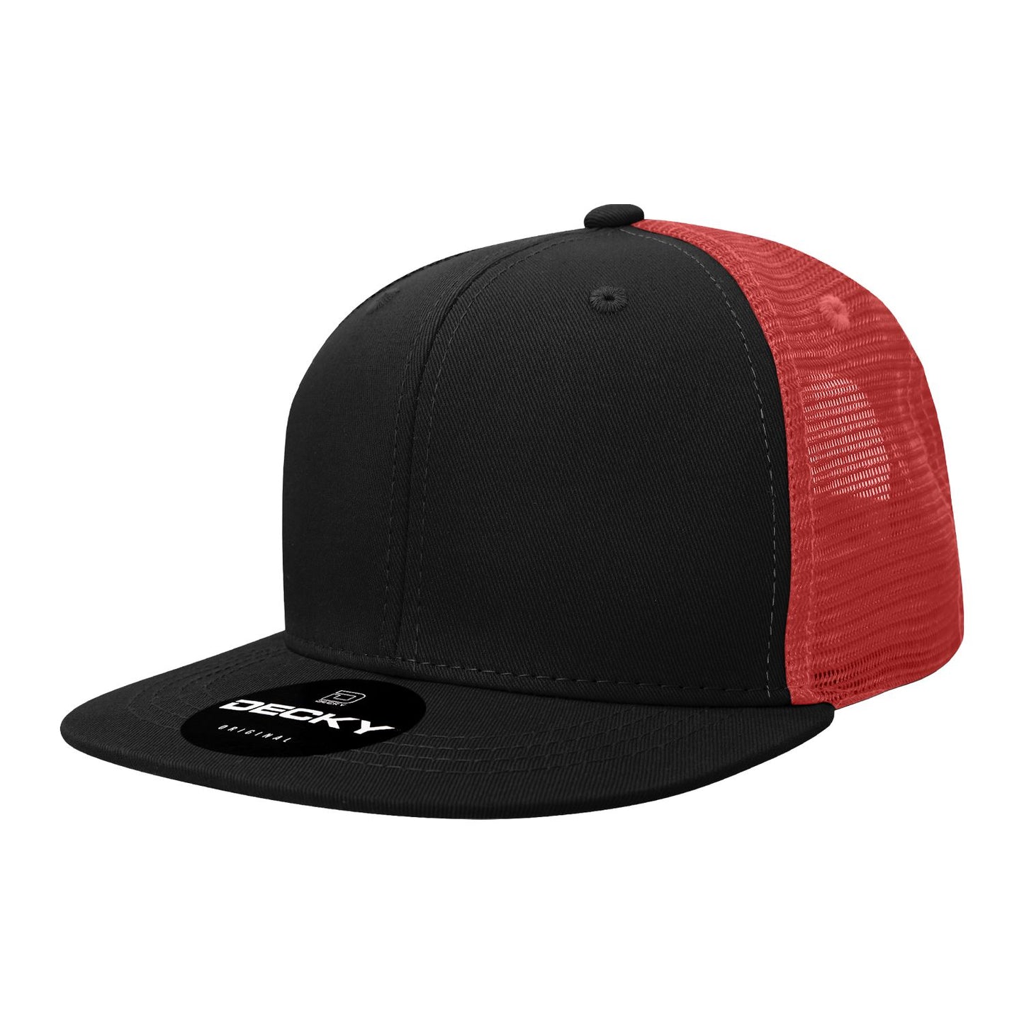 Decky 1052 6 Panel Trucker Hat Flat Bill Snapback - Blank