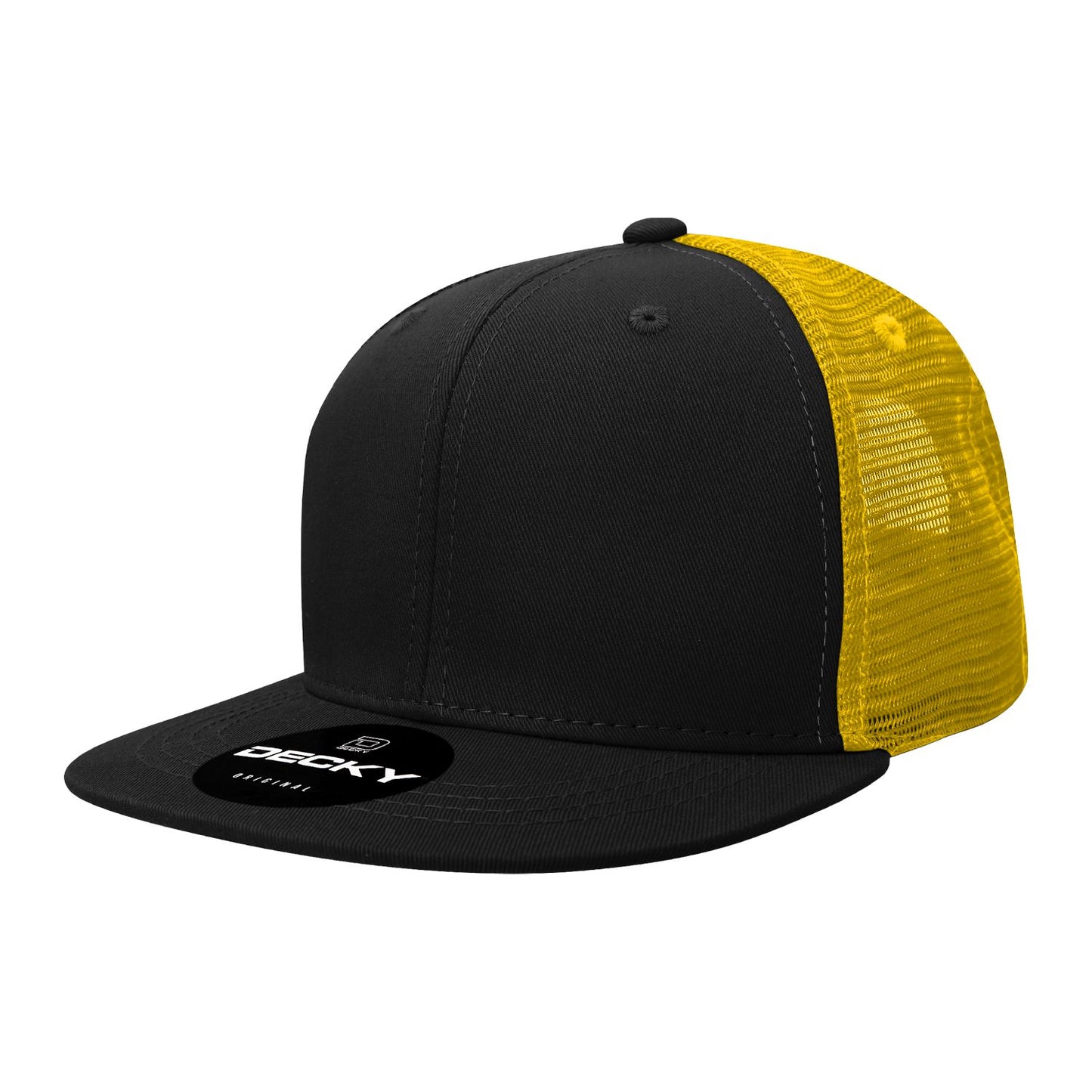 Decky 1052 6 Panel Trucker Hat Flat Bill Snapback - Blank