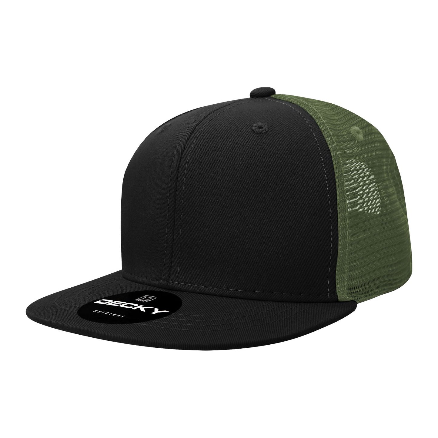 Decky 1052 6 Panel Trucker Hat Flat Bill Snapback - Blank