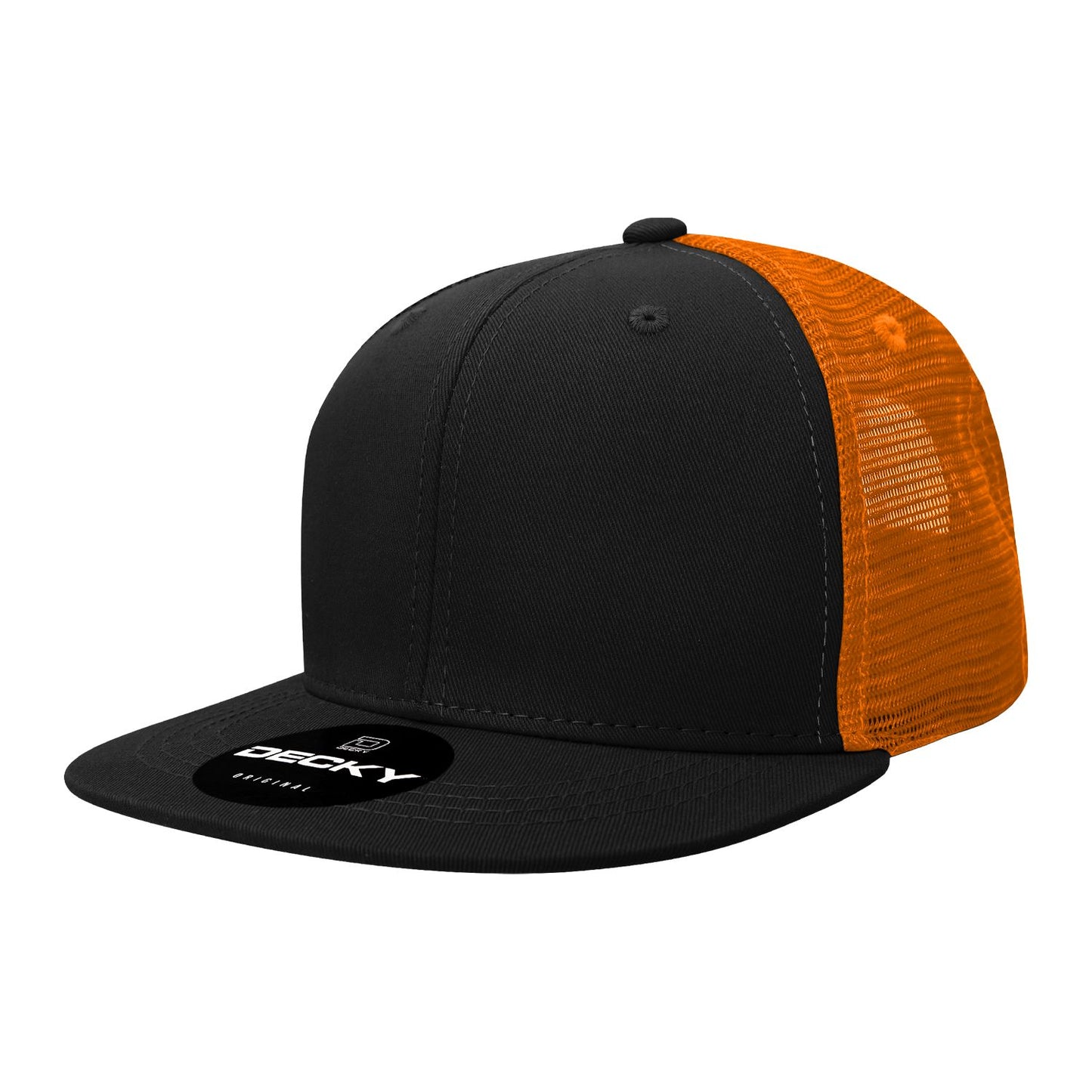 Decky 1052 6 Panel Trucker Hat Flat Bill Snapback - Blank