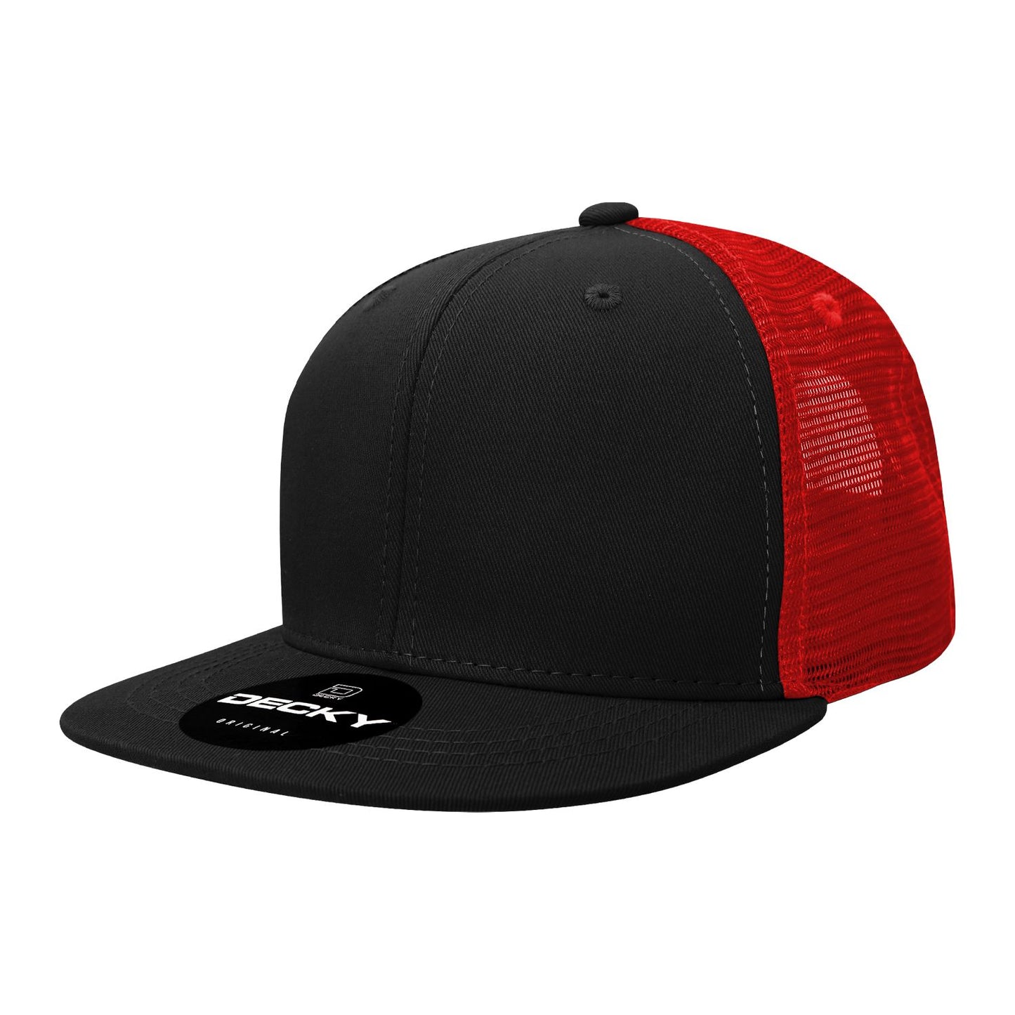 Decky 1052 6 Panel Trucker Hat Flat Bill Snapback - Blank