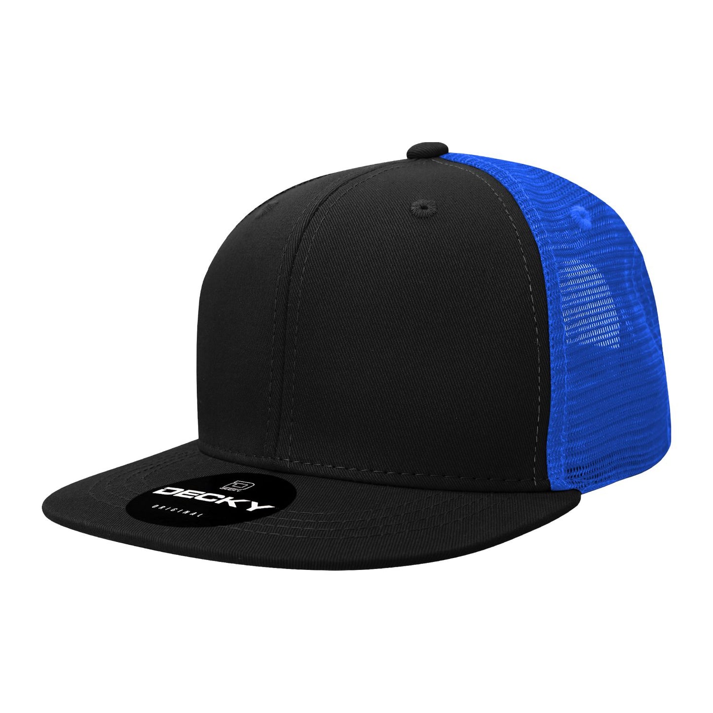 Decky 1052 6 Panel Trucker Hat Flat Bill Snapback - Blank
