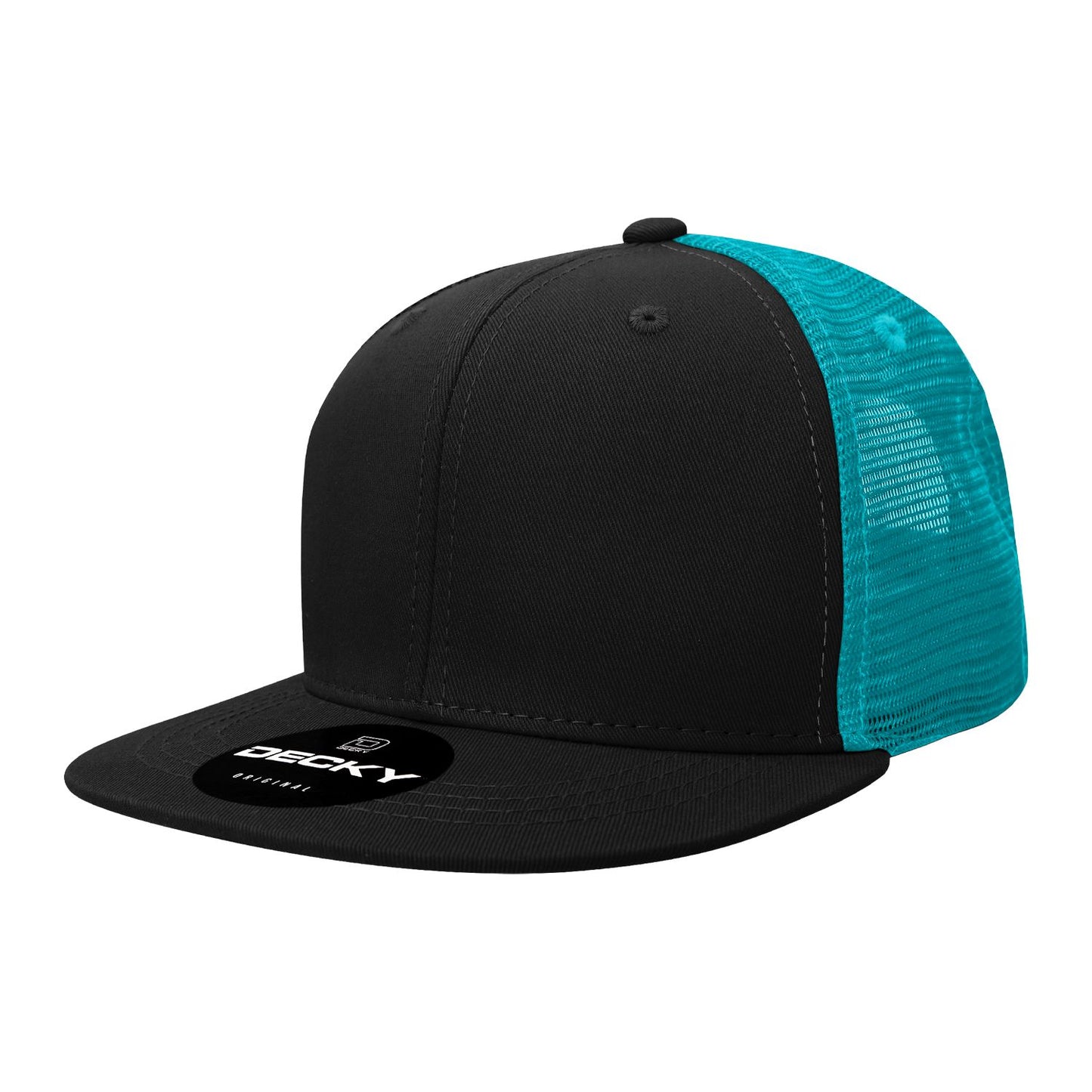 Decky 1052 6 Panel Trucker Hat Flat Bill Snapback - Blank