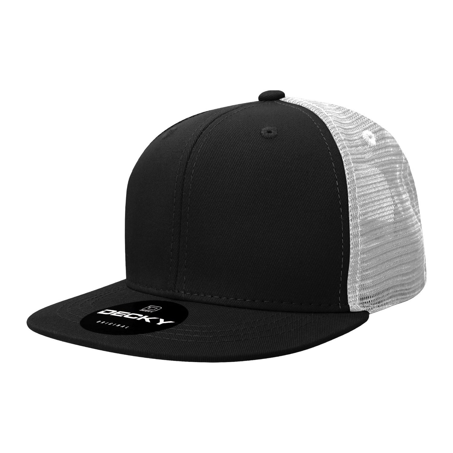 Decky 1052 6 Panel Trucker Hat Flat Bill Snapback - Blank
