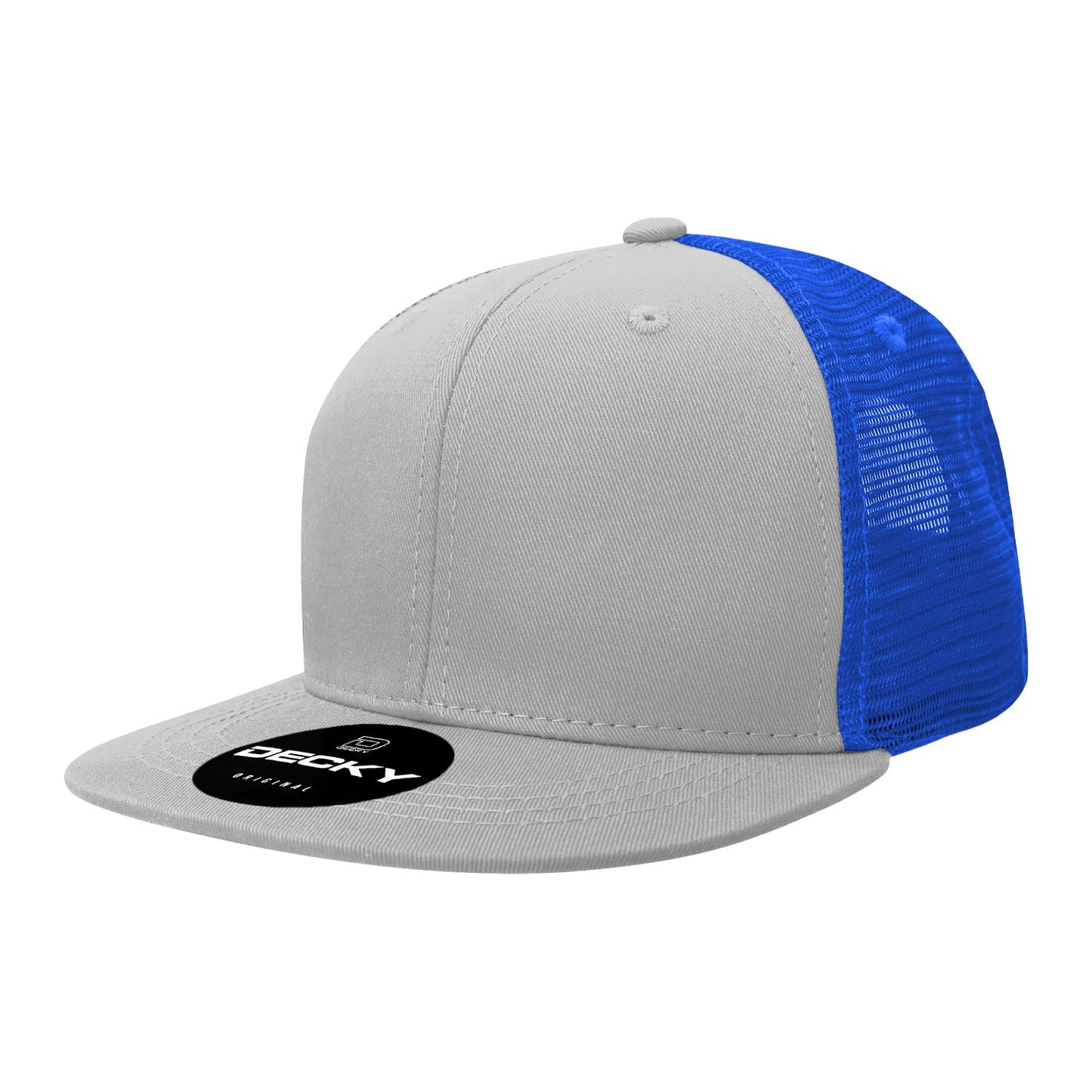 Decky 1052 6 Panel Trucker Hat Flat Bill Snapback - Blank