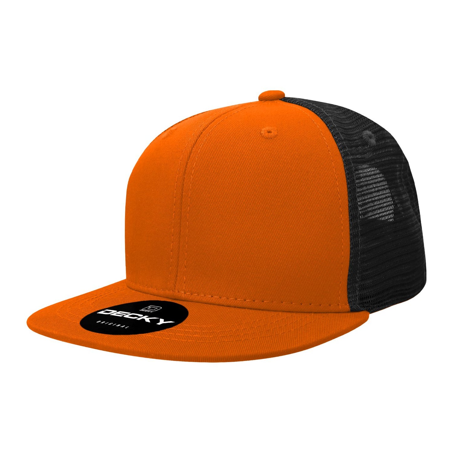Decky 1052 6 Panel Trucker Hat Flat Bill Snapback - Blank