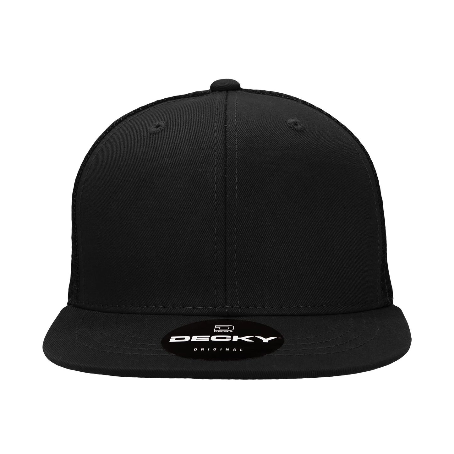 Decky 1052 6 Panel Trucker Hat Flat Bill Snapback - Blank