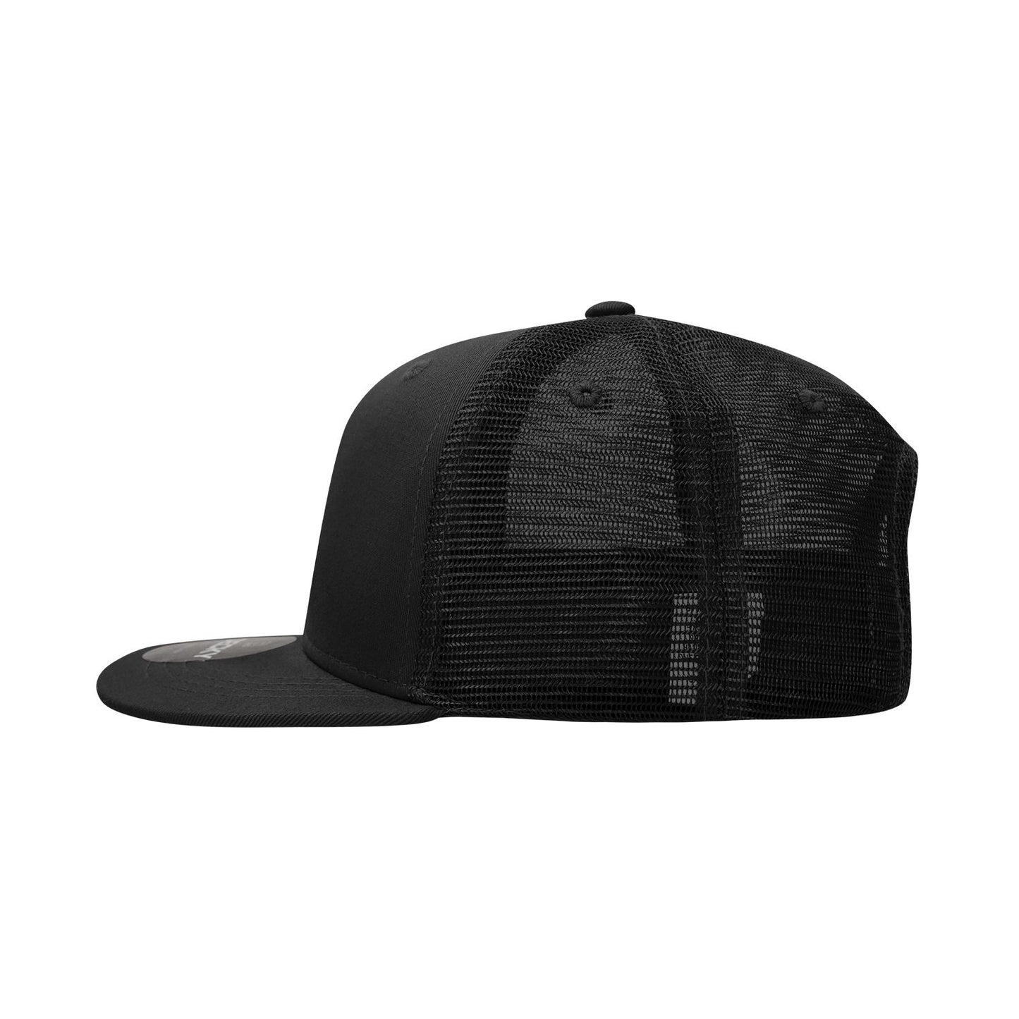 Decky 1052 6 Panel Trucker Hat Flat Bill Snapback - Blank