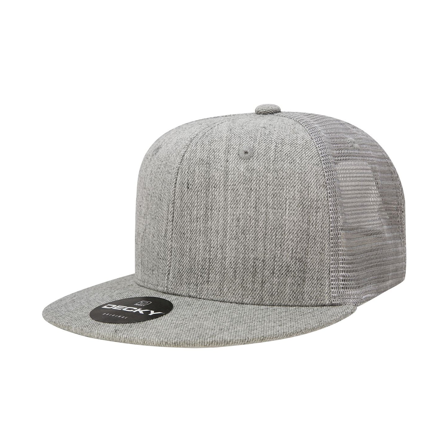 Decky 1052 6 Panel Trucker Hat Flat Bill Snapback - Blank