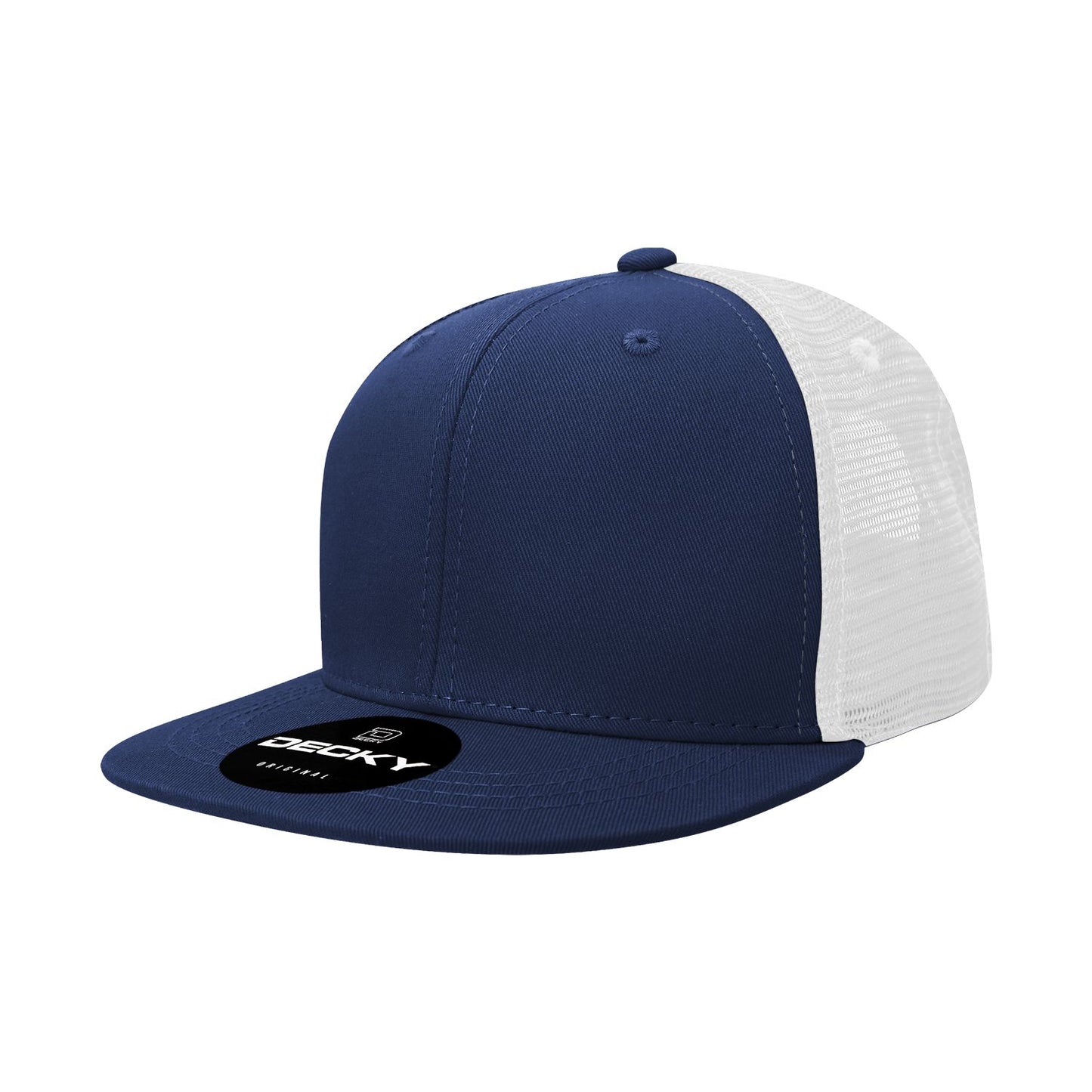 Decky 1052 6 Panel Trucker Hat Flat Bill Snapback - Blank