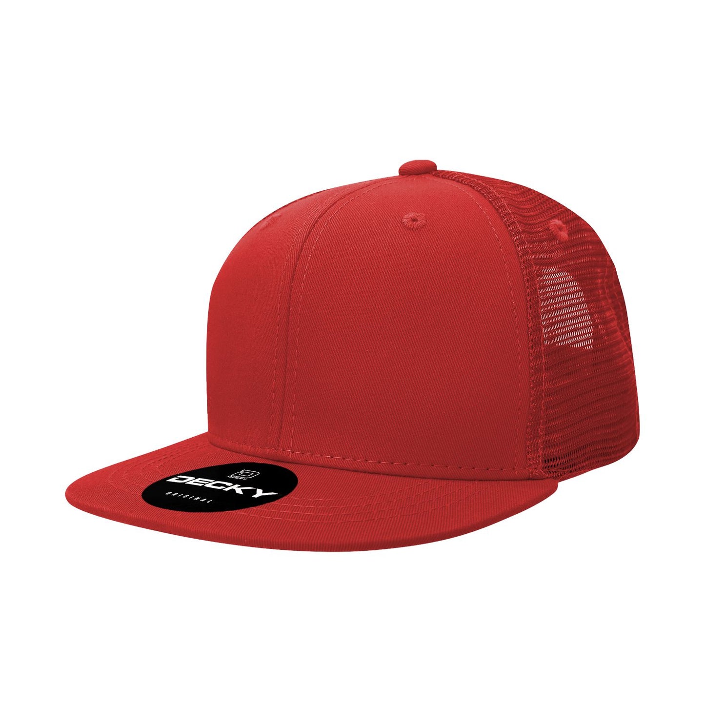 Decky 1052 6 Panel Trucker Hat Flat Bill Snapback - Blank