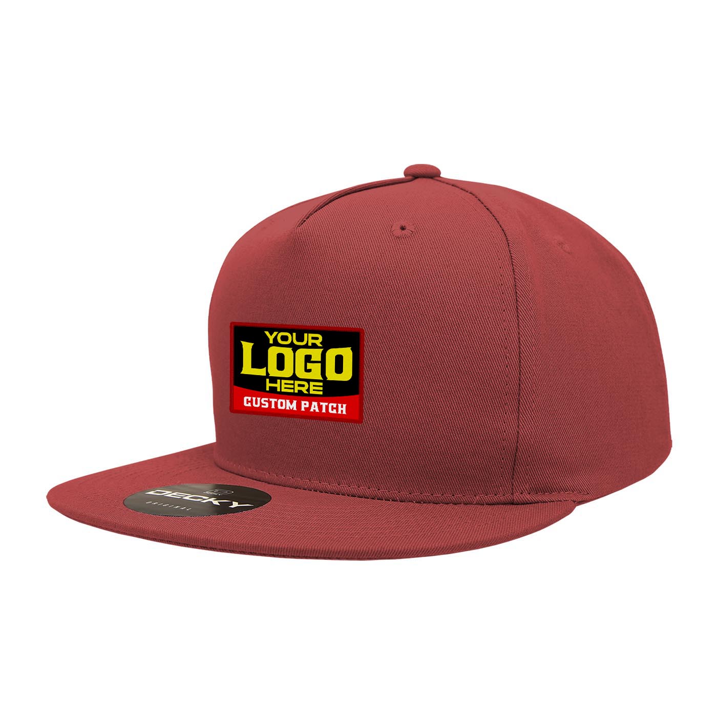 Custom Patch Decky 1064 - 5 Panel Flat Bill, Cotton Snapback Hats