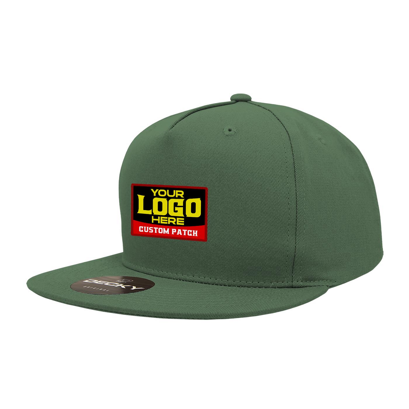 Custom Patch Decky 1064 - 5 Panel Flat Bill, Cotton Snapback Hats