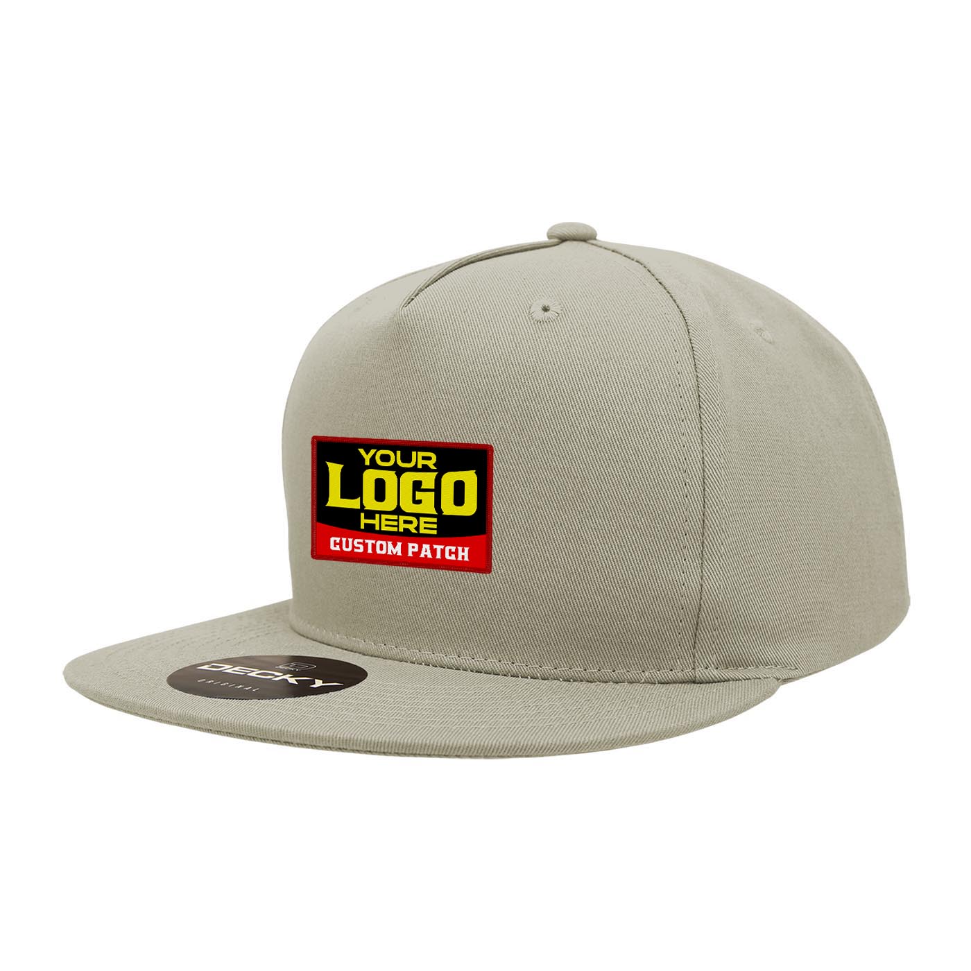 Custom Patch Decky 1064 - 5 Panel Flat Bill, Cotton Snapback Hats