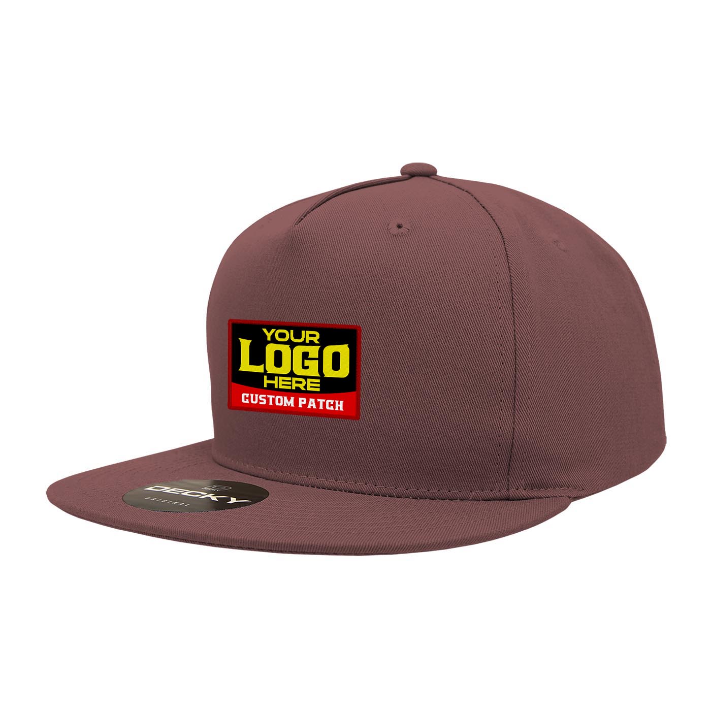 Custom Patch Decky 1064 - 5 Panel Flat Bill, Cotton Snapback Hats