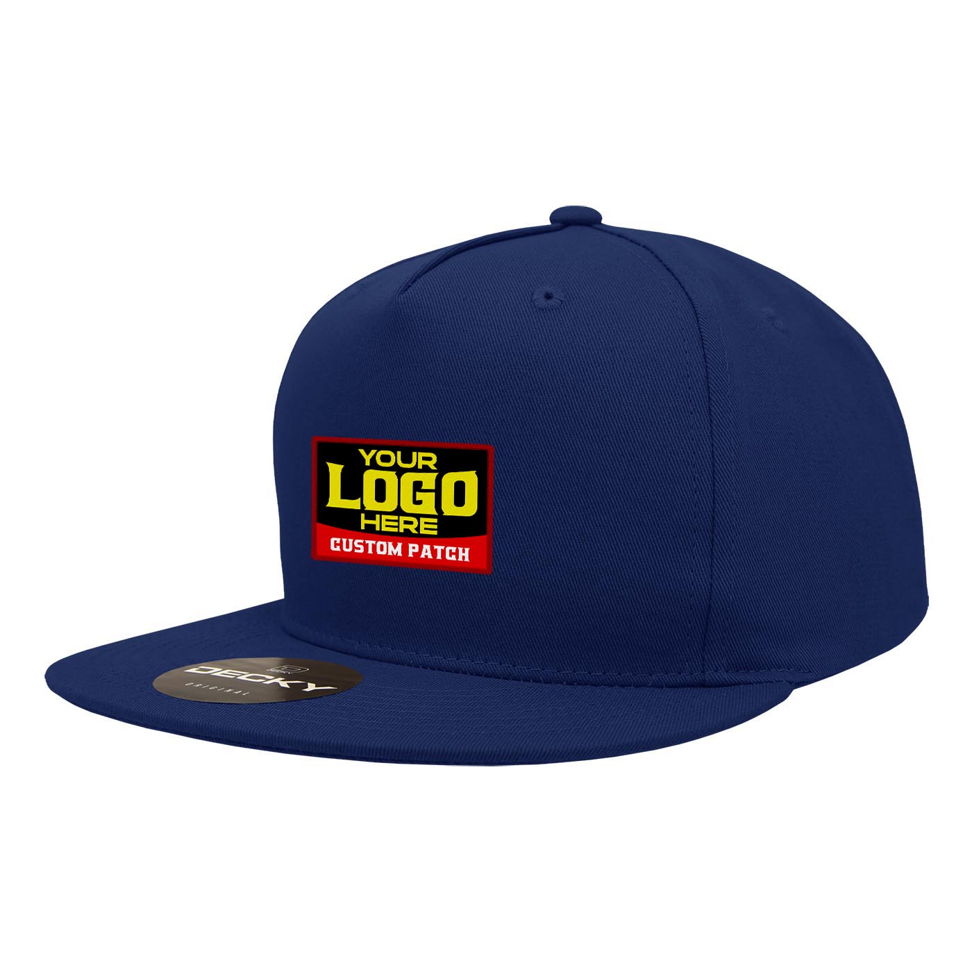 Custom Patch Decky 1064 - 5 Panel Flat Bill, Cotton Snapback Hats