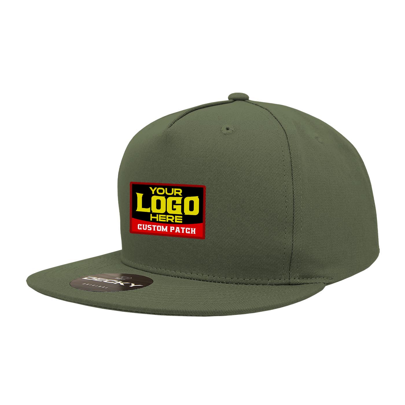 Custom Patch Decky 1064 - 5 Panel Flat Bill, Cotton Snapback Hats