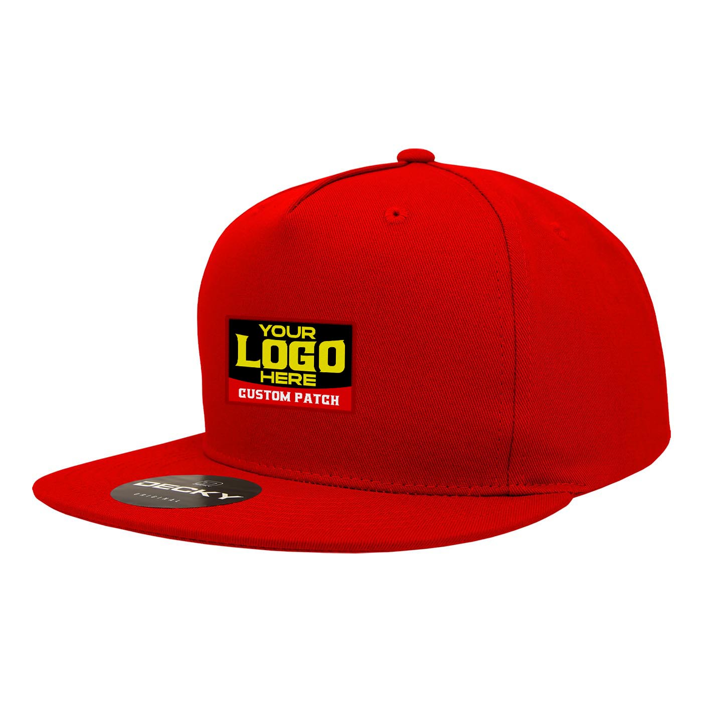 Custom Patch Decky 1064 - 5 Panel Flat Bill, Cotton Snapback Hats
