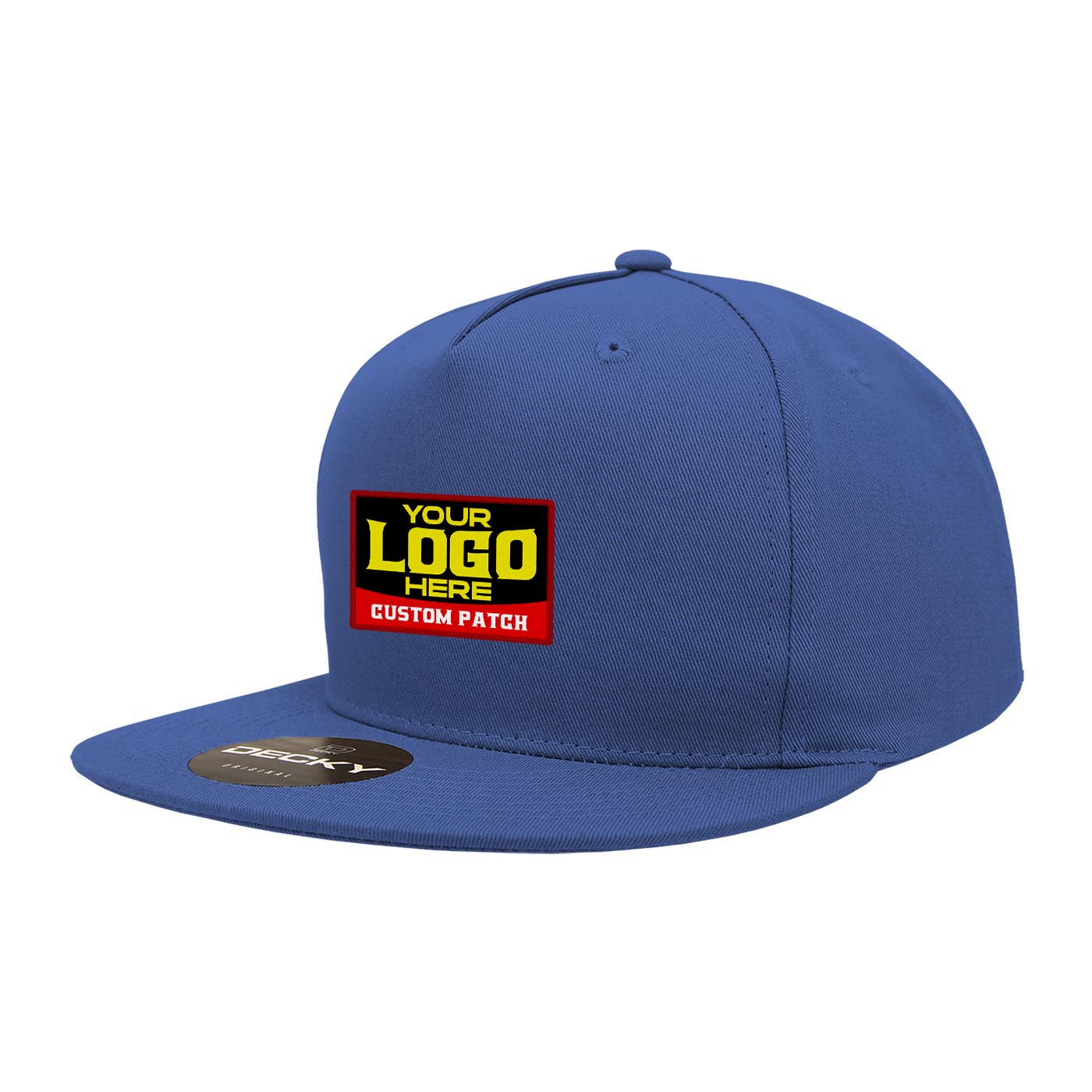 Custom Patch Decky 1064 - 5 Panel Flat Bill, Cotton Snapback Hats