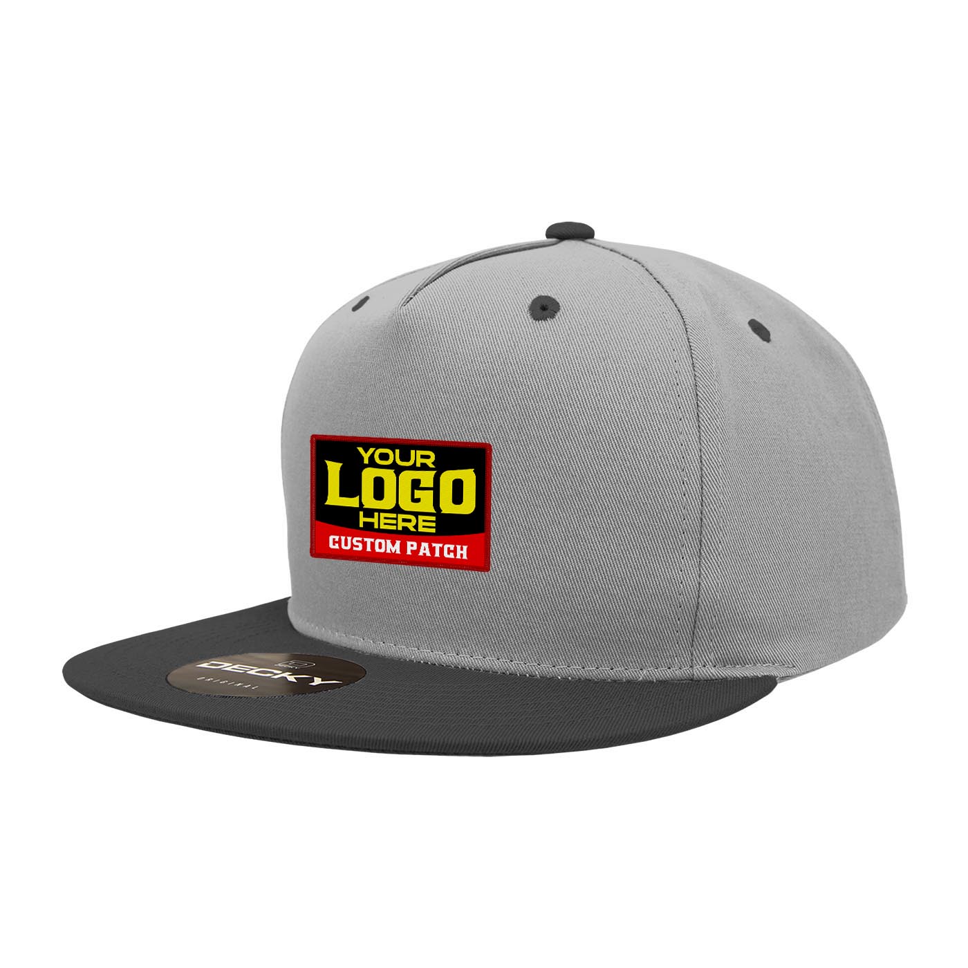 Custom Patch Decky 1064 - 5 Panel Flat Bill, Cotton Snapback Hats