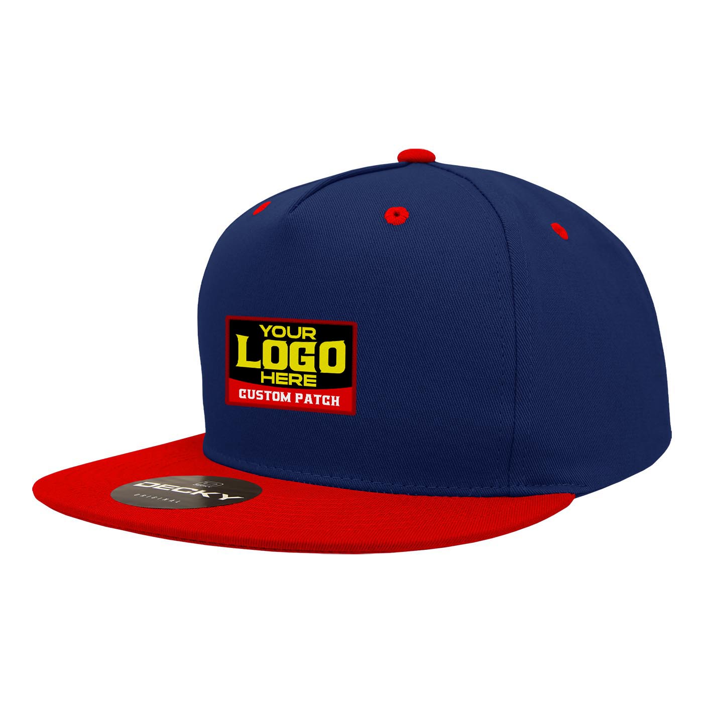 Custom Patch Decky 1064 - 5 Panel Flat Bill, Cotton Snapback Hats