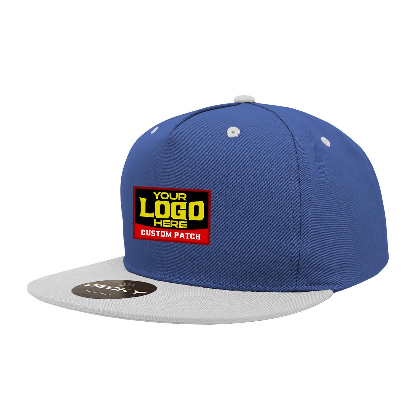 Custom Patch Decky 1064 - 5 Panel Flat Bill, Cotton Snapback Hats