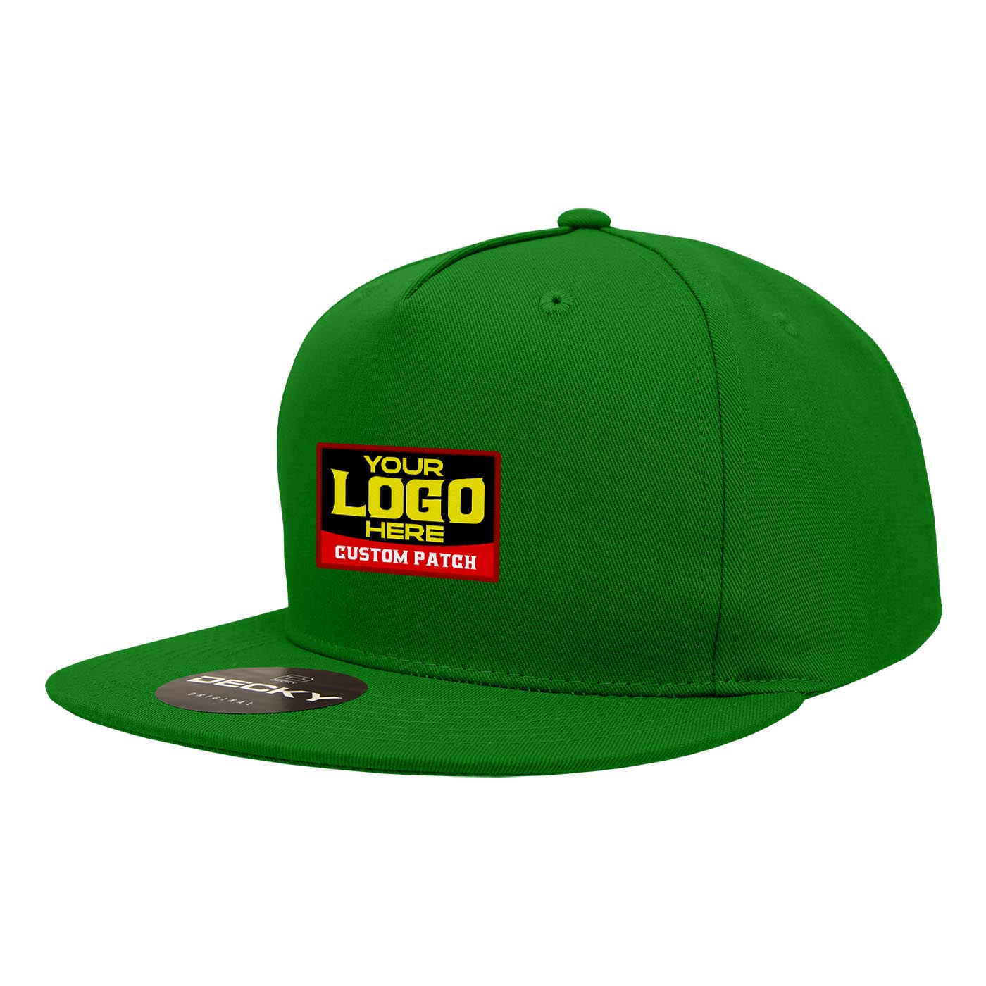 Custom Patch Decky 1064 - 5 Panel Flat Bill, Cotton Snapback Hats