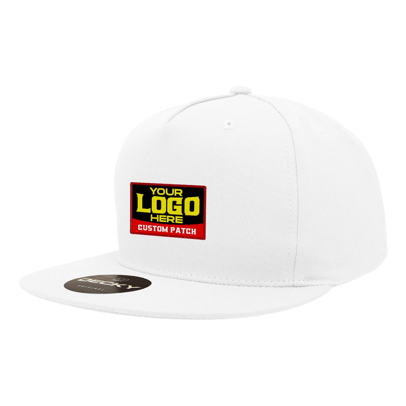 Custom Patch Decky 1064 - 5 Panel Flat Bill, Cotton Snapback Hats