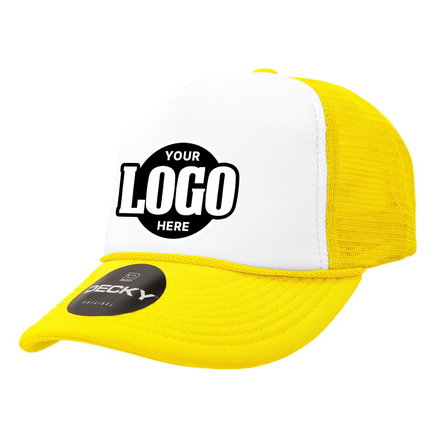 Custom Embroidered Decky 210 - Foam Trucker Hat, Two Tone Mesh Back Cap