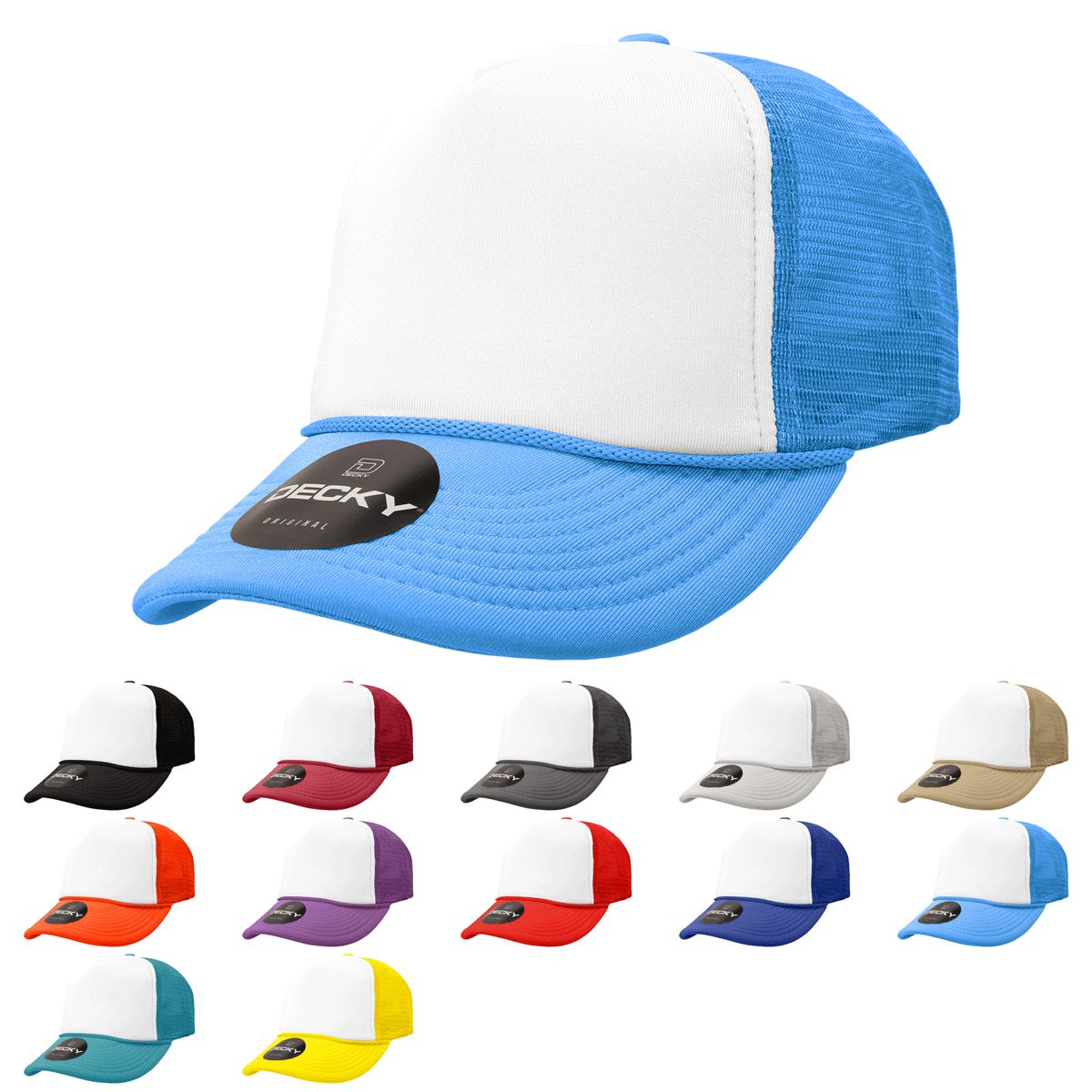 Decky 210 5 Panel Foam Trucker Hat Two Tone Mesh Back Cap - Blank