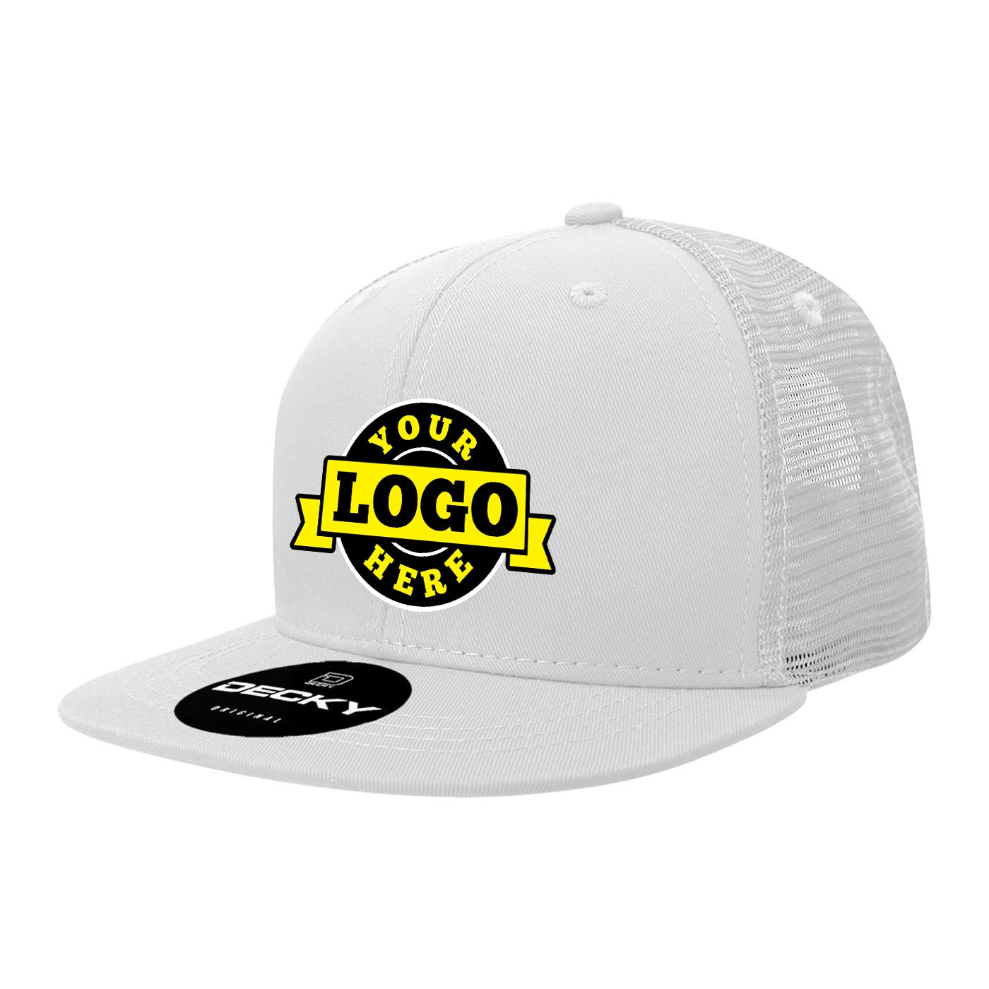 Custom Embroidered Decky 5010 - Kids Youth Trucker Hat, Flat Bill Snapback Cap