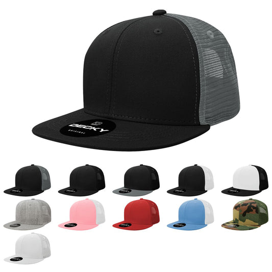 Decky 5010 Kids Youth Trucker Hat, Flat Bill Snapback Cap - Blank - Star Hats & Embroidery