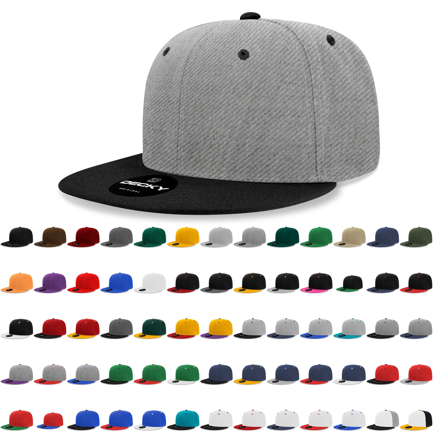 Decky 6020 High Profile 6 Panel Snapback Flat Bill Hat - Blank