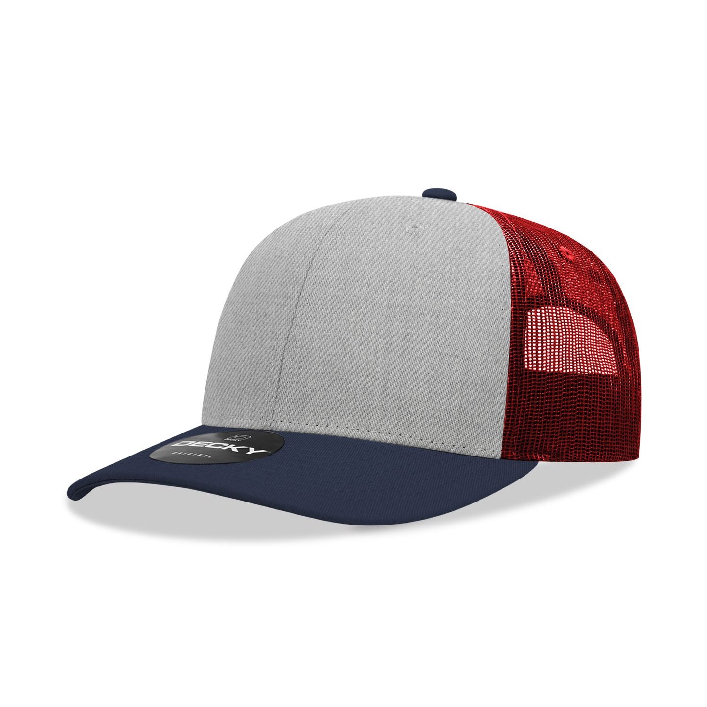 Decky 6021 Classic Trucker Hat, 6 Panel Mid Profile Trucker Cap - Blank