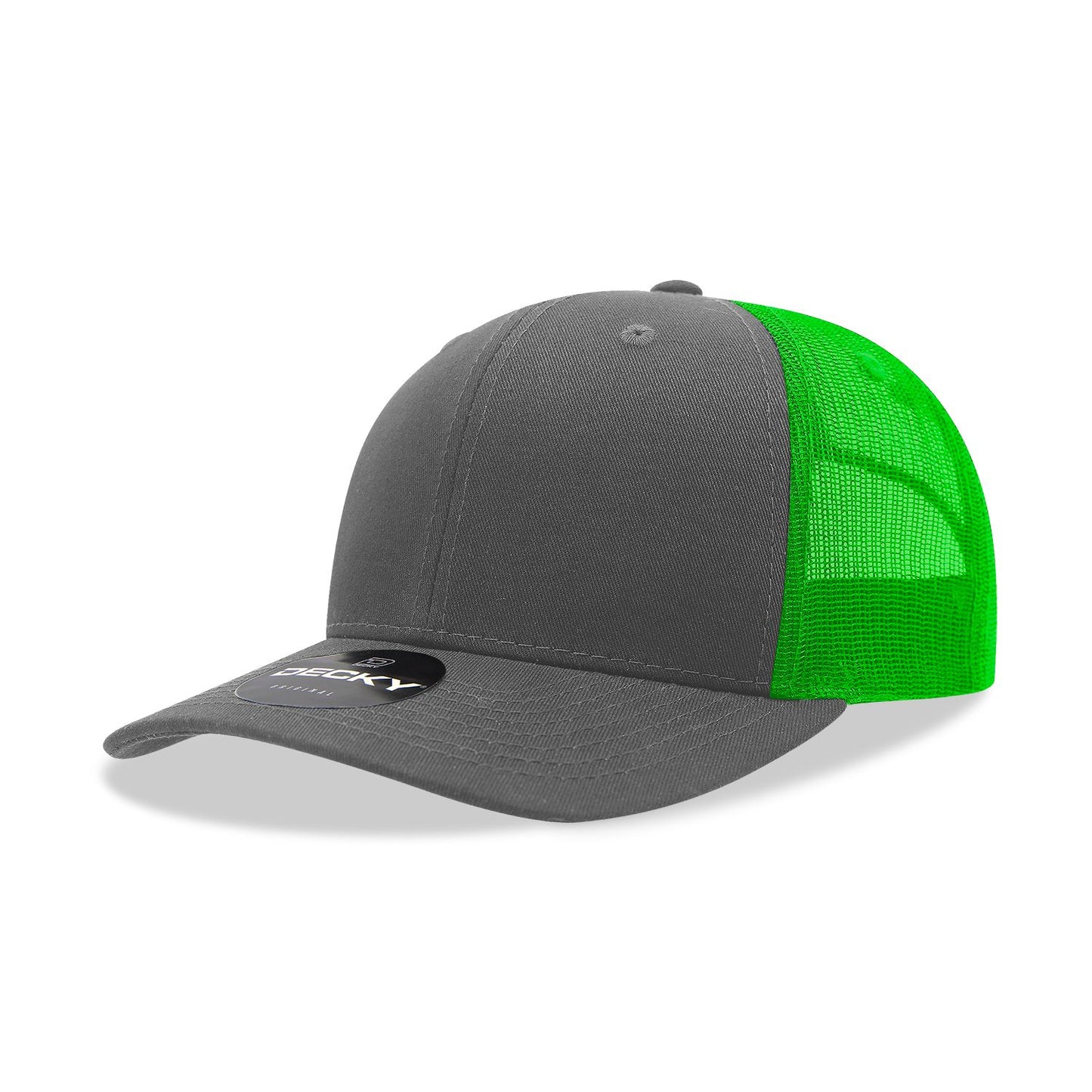Decky 6021 Classic Trucker Hat, 6 Panel Mid Profile Trucker Cap - Blank