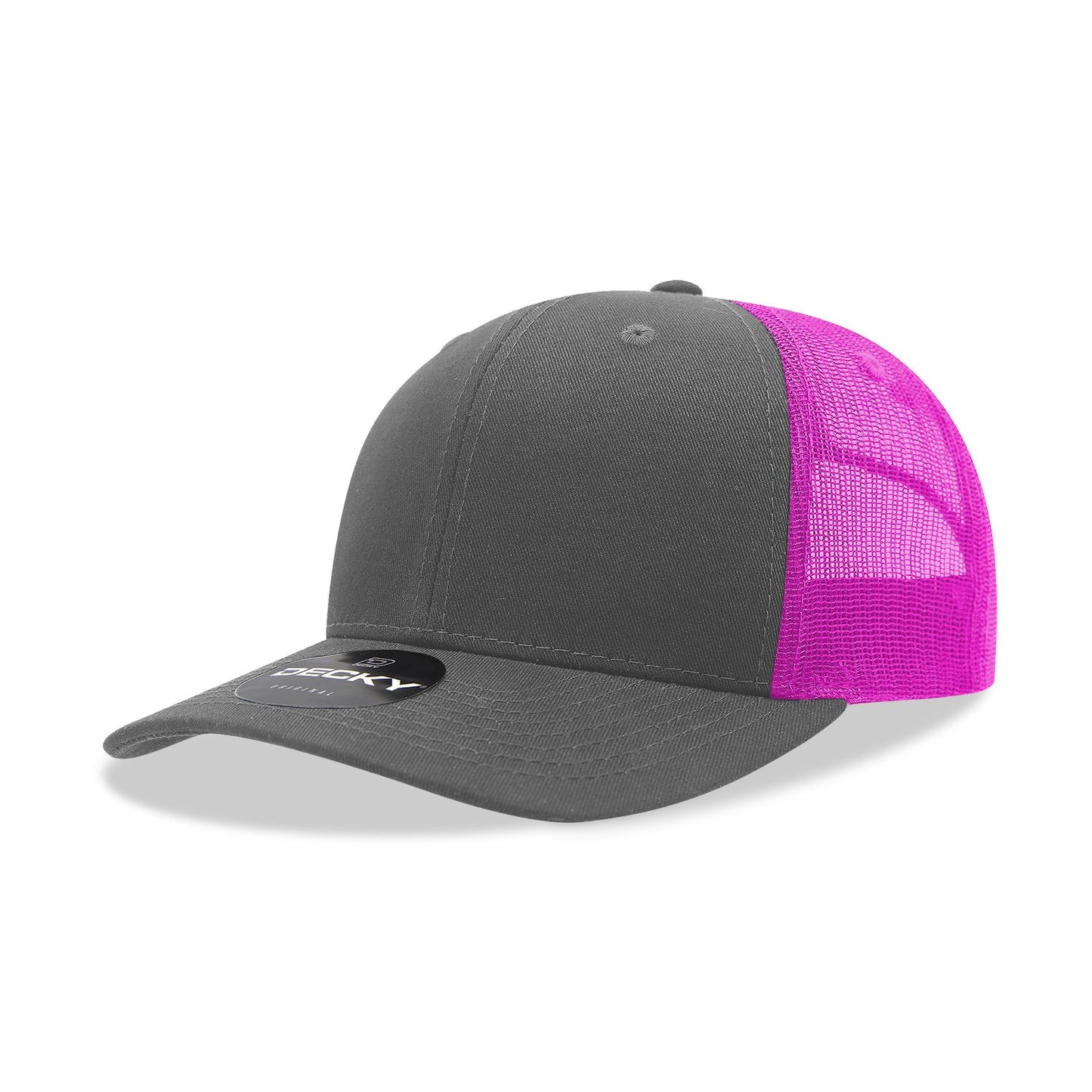 Decky 6021 Classic Trucker Hat, 6 Panel Mid Profile Trucker Cap - Blank