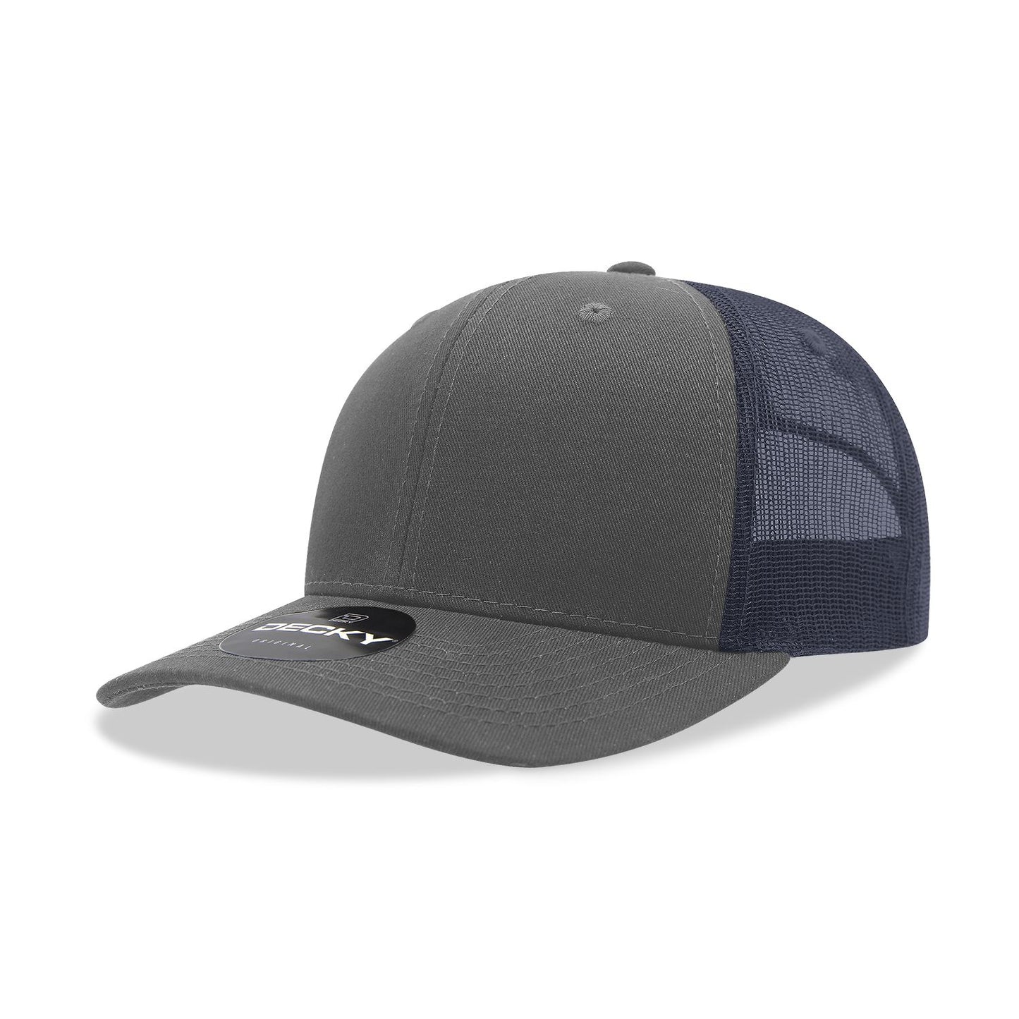Decky 6021 Classic Trucker Hat, 6 Panel Mid Profile Trucker Cap - Blank