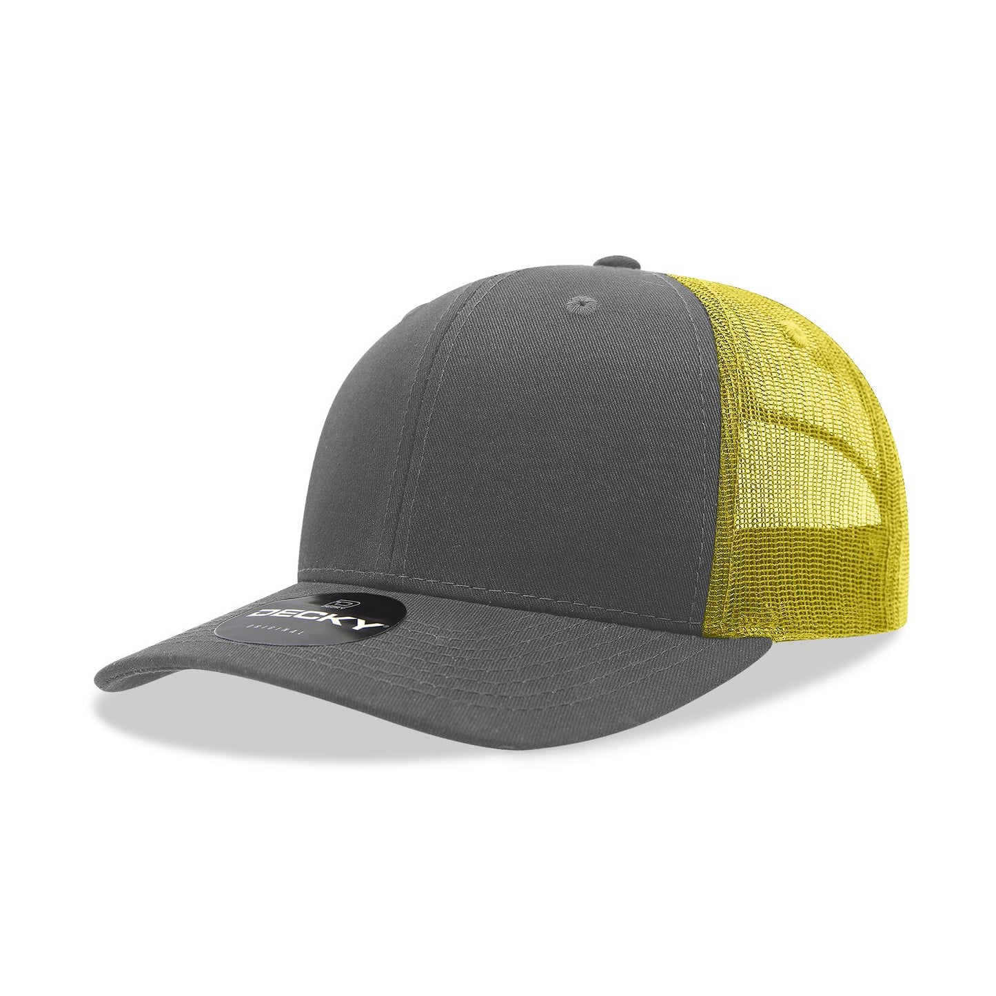 Decky 6021 Classic Trucker Hat, 6 Panel Mid Profile Trucker Cap - Blank