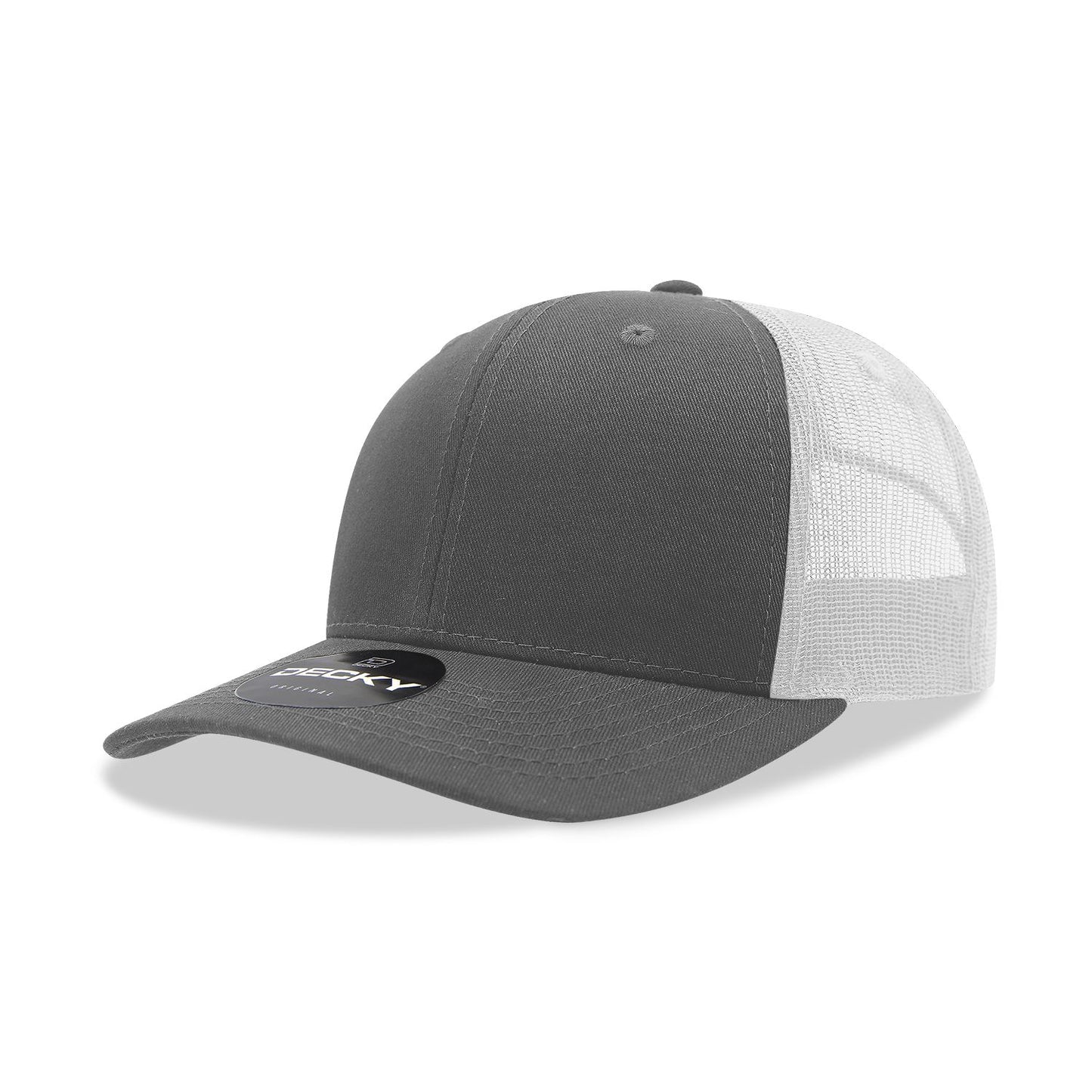 Decky 6021 Classic Trucker Hat, 6 Panel Mid Profile Trucker Cap - Blank