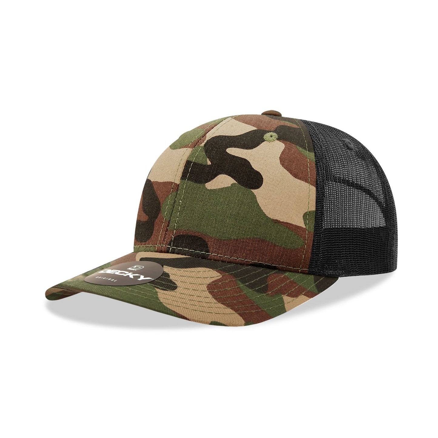 Decky 6021 Classic Trucker Hat, 6 Panel Mid Profile Trucker Cap - Blank