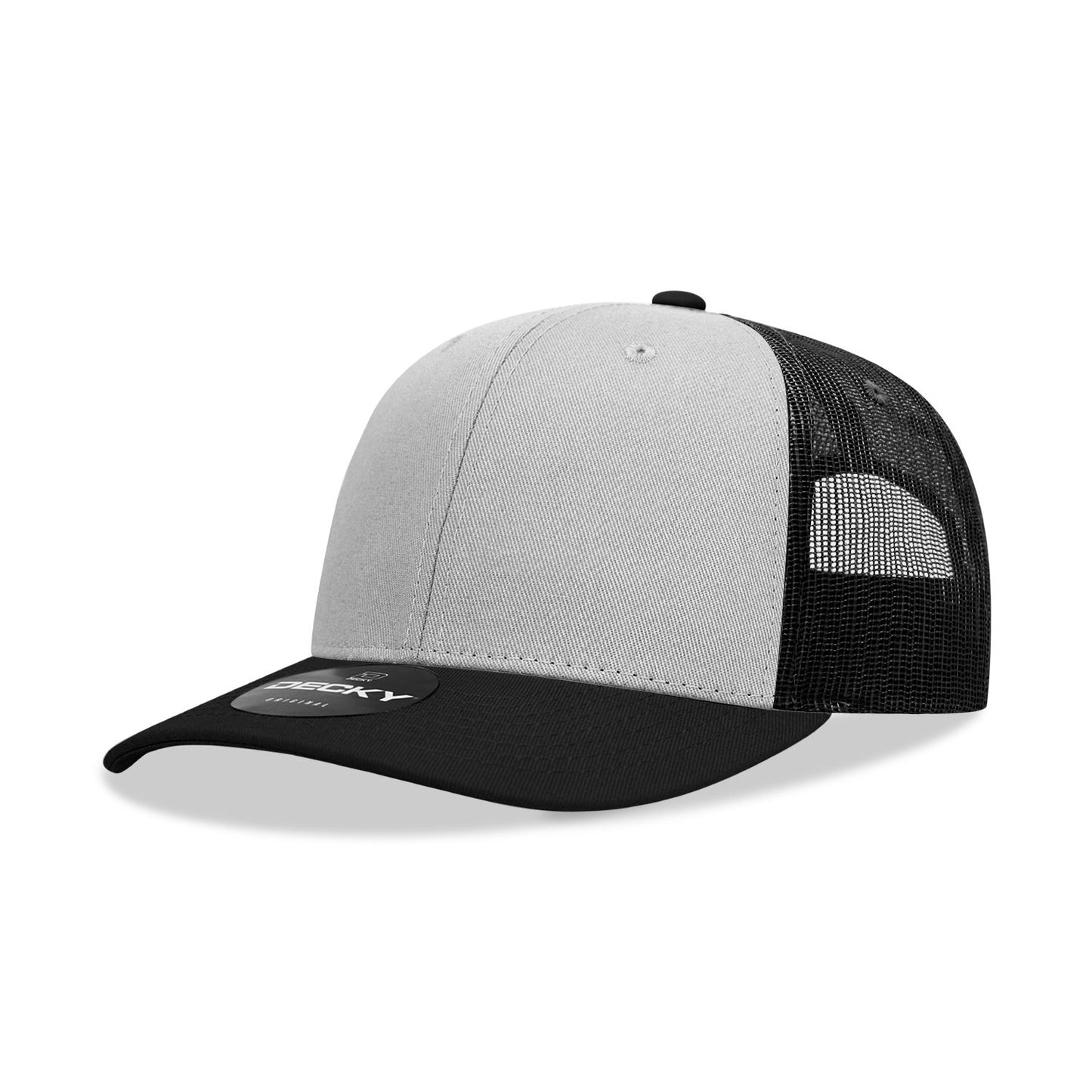 Decky 6021 Classic Trucker Hat, 6 Panel Mid Profile Trucker Cap - Blank