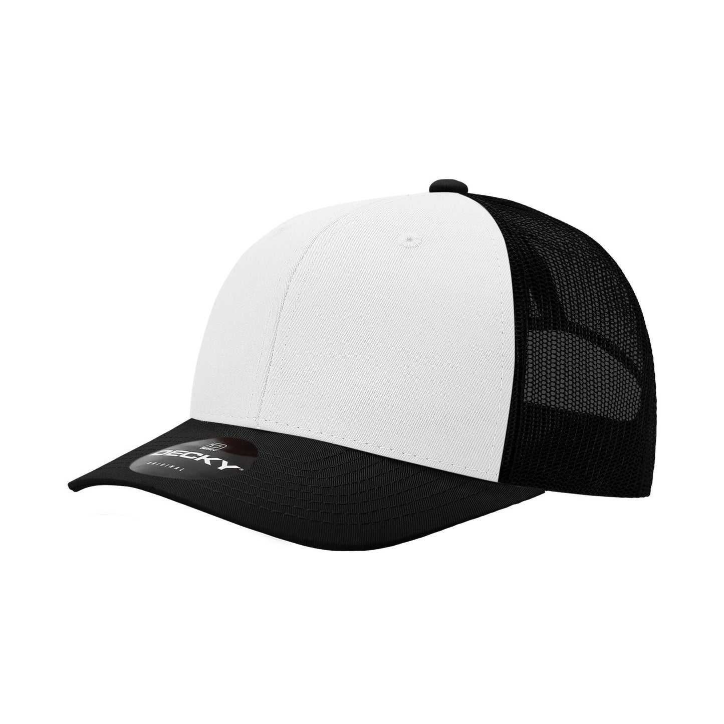 Decky 6021 Classic Trucker Hat, 6 Panel Mid Profile Trucker Cap - Blank