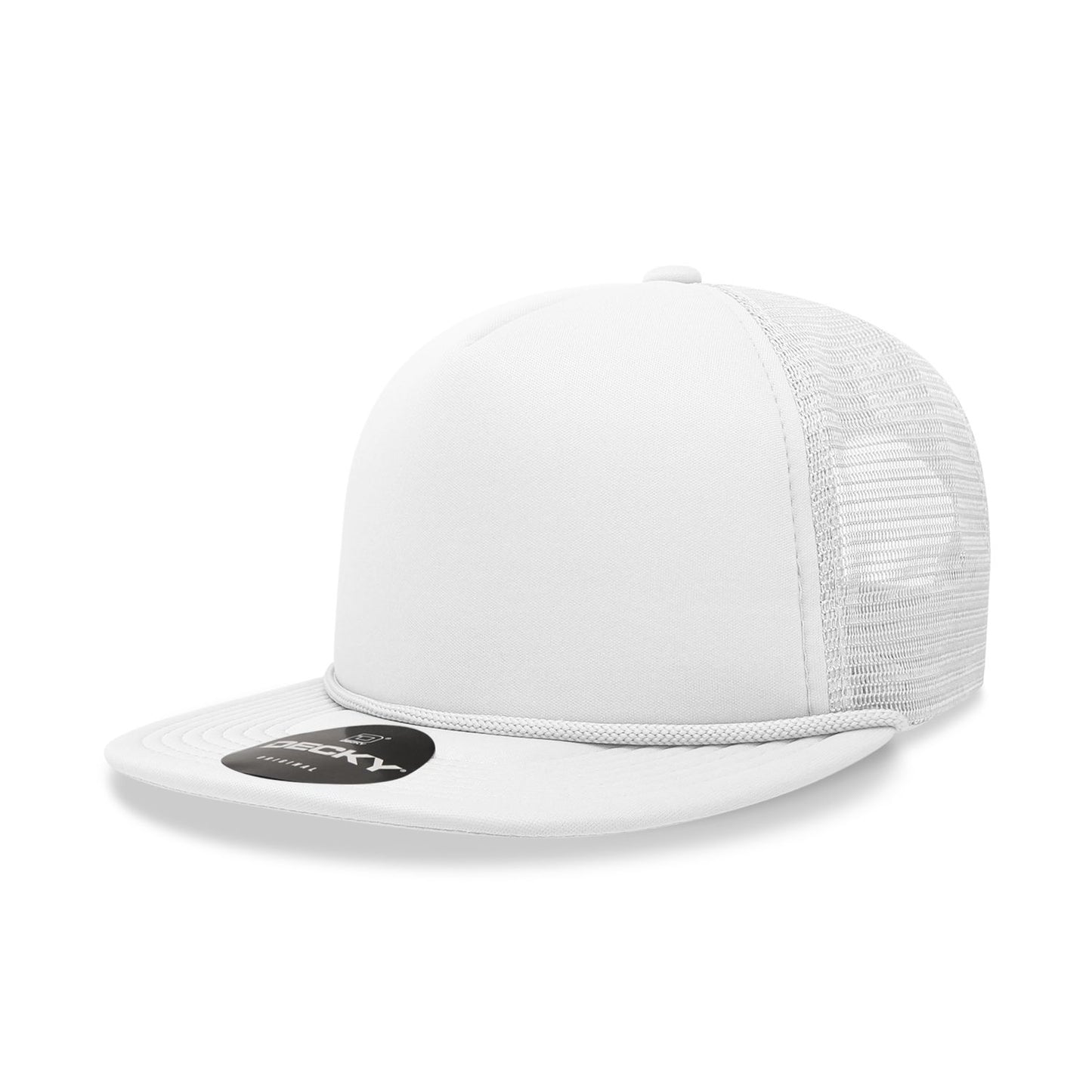Decky 6026 Classic 5 Panel Foam Trucker Cap Flat Bill Hat - Blank