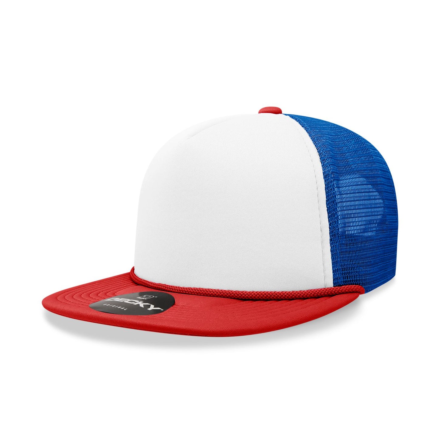 Decky 6026 Classic 5 Panel Foam Trucker Cap Flat Bill Hat - Blank