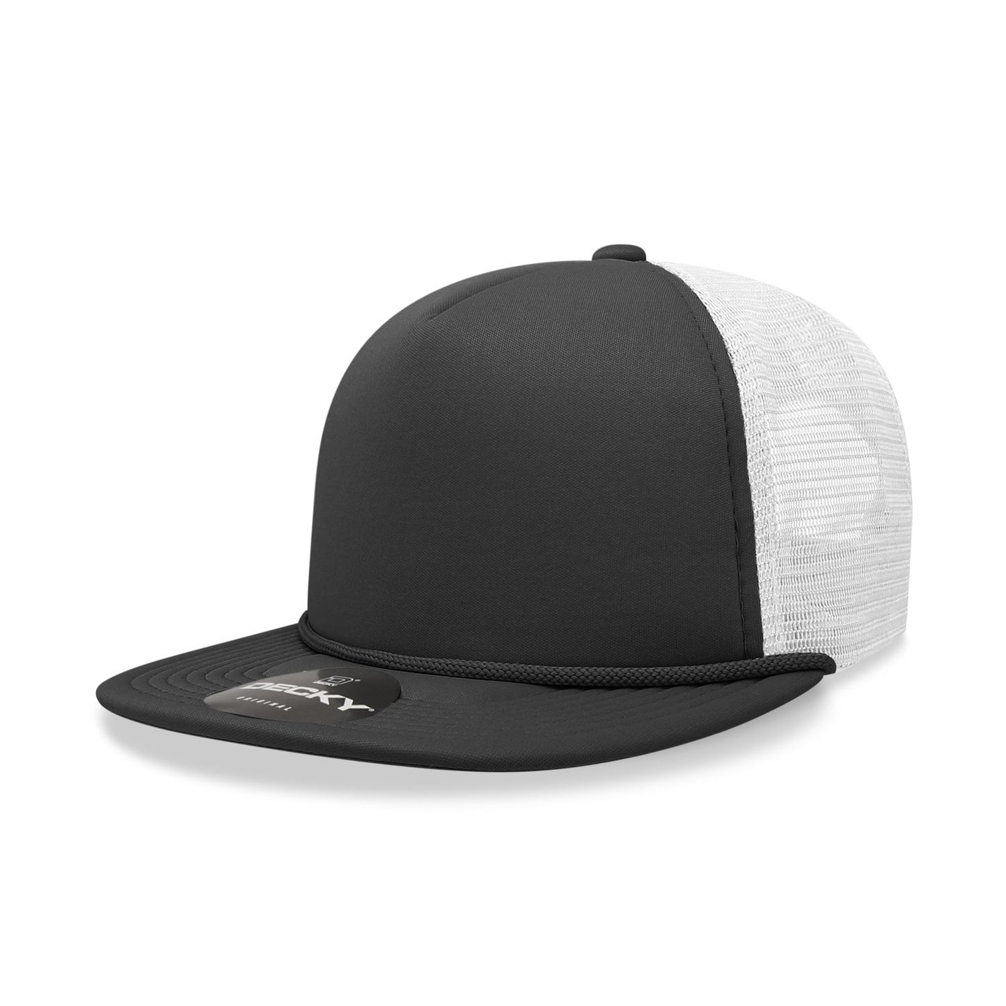 Decky 6026 Classic 5 Panel Foam Trucker Cap Flat Bill Hat - Blank