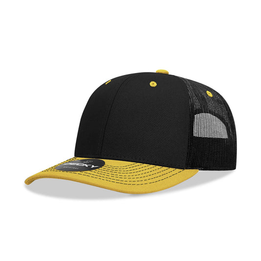 Decky 6031 6 Panel Mid Profile Structured Contra-Stitch Trucker Hat - Blank - Star Hats & Embroidery