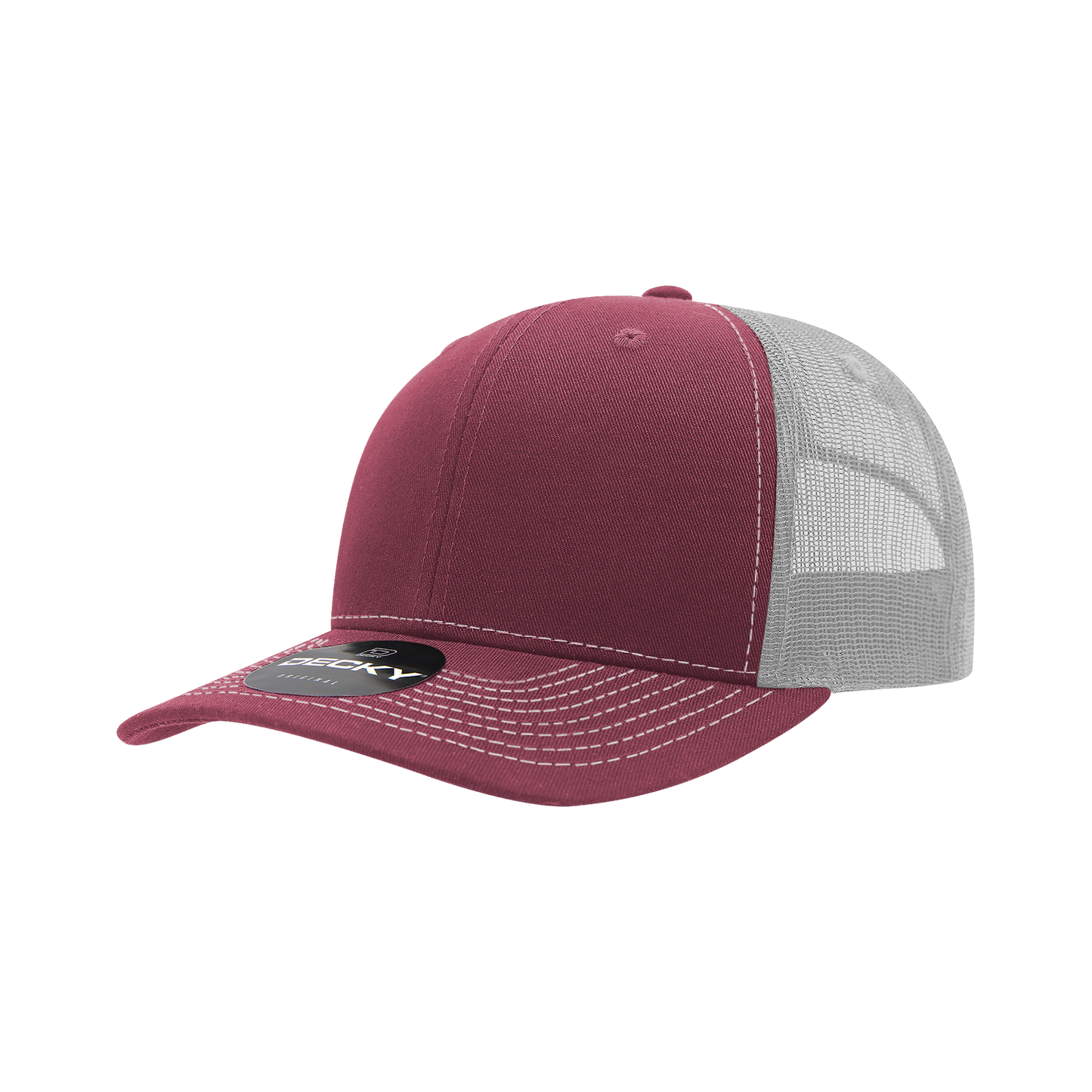 Decky 6031 6 Panel Mid Profile Structured Contra-Stitch Trucker Hat - Blank