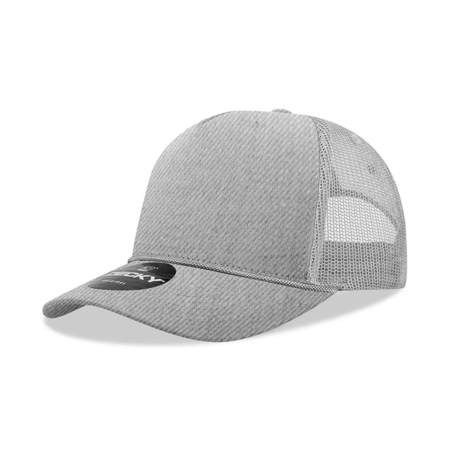 Decky 6040 5 Panel Mid Profile Structured Cotton/Poly Blend Trucker Hat with Rope - Blank